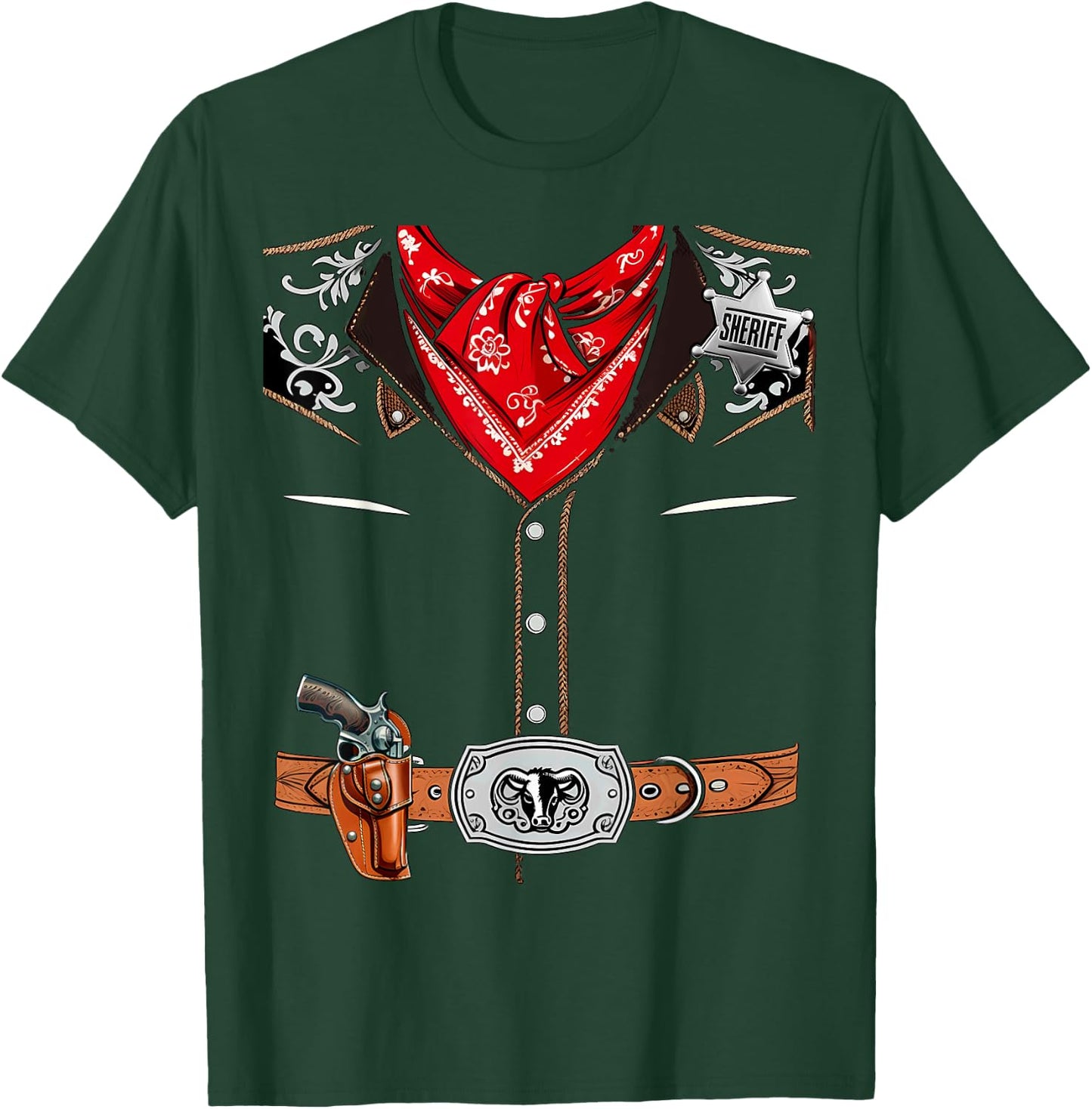 Western Sheriff Cowboy Vest Halloween Costume T-Shirt - T-Shirt | Forest