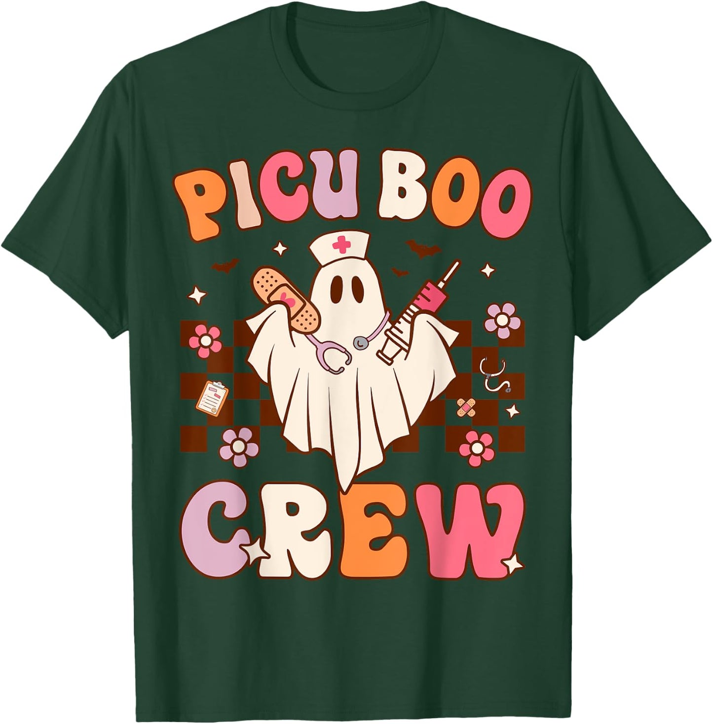 PICU Nurse Boo Crew Halloween Pediatric Intensive Care Nurse T-Shirt - T-Shirt | Forest