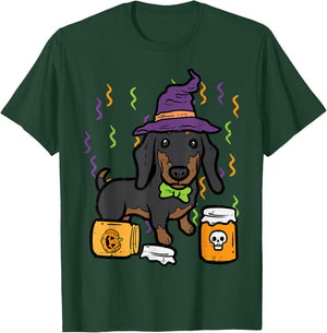 Halloween Dachshund Dog Wiener Doxie Costume Women Kids Men T-Shirt - T-Shirt | Forest