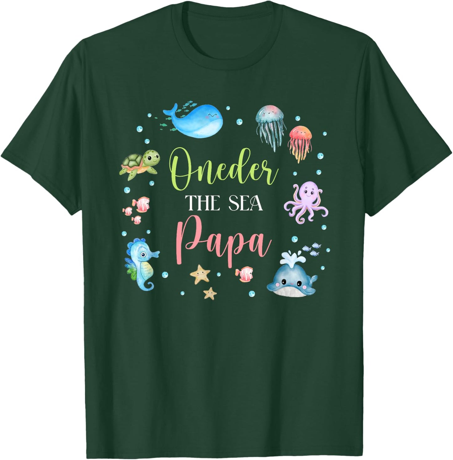 Papa Under Sea Birthday Party Ocean Sea Animals Themed T-Shirt - T-Shirt | Forest