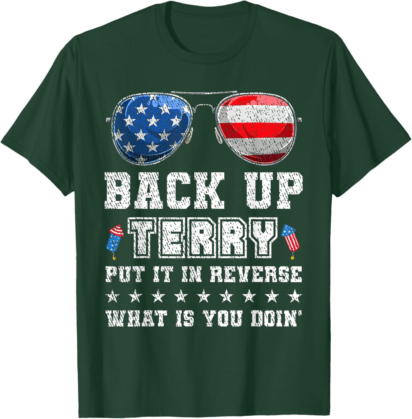 Back it Up Terry Put It In Reverse July 4th Fireworks Terry T-Shirt - T-Shirt | Forest