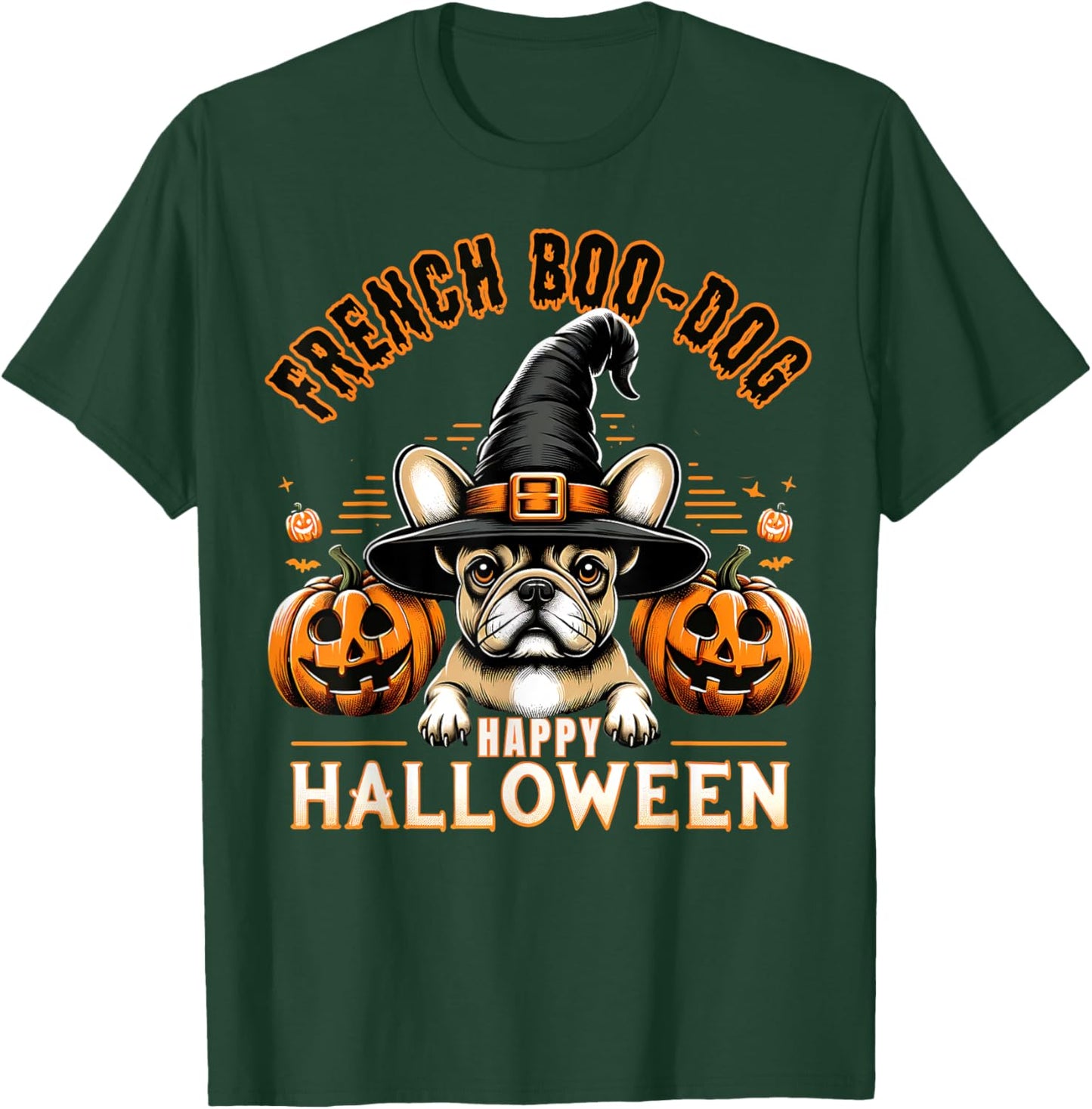French Bulldog Happy Halloween cute Boodog Halloween Bulldog T-Shirt - T-Shirt | Forest