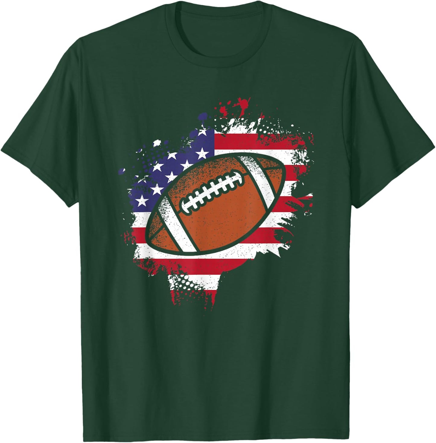 American Football Flag Vintage Football Lover Men Women Kids T-Shirt - T-Shirt | Forest