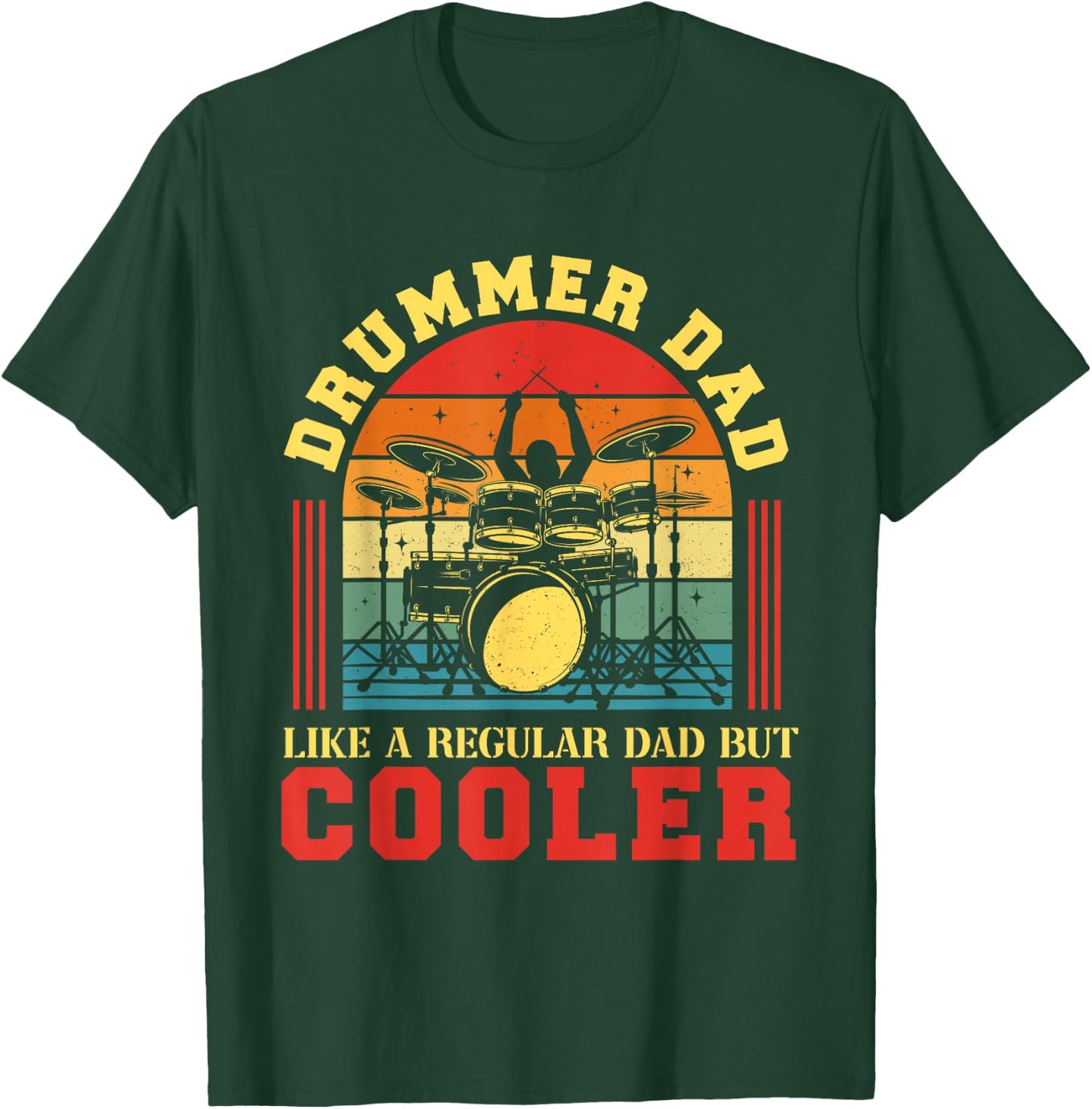 Drummer Dad Happy Father's Day Drum Player Papa Men T-Shirt - T-Shirt | Forest