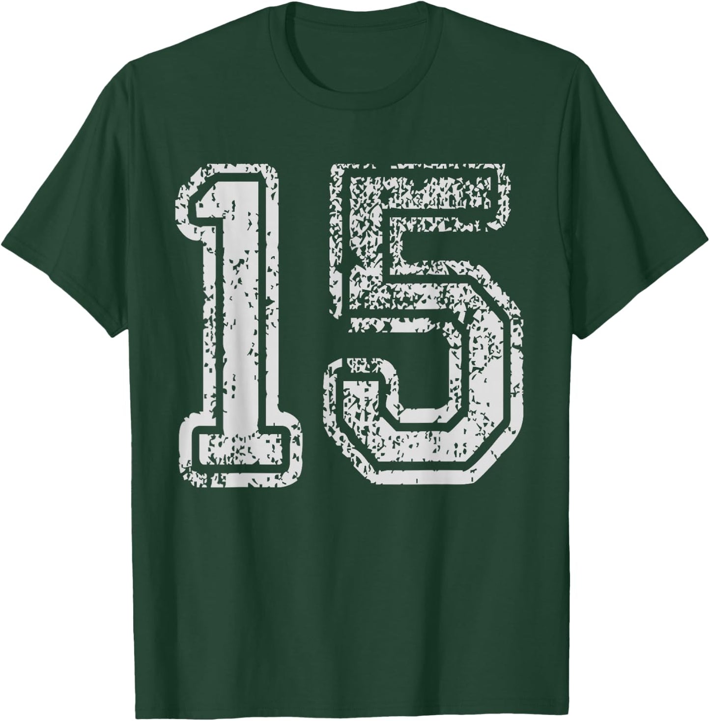 Team Jersey 15 Uniforms Number Fifteen School Sport Birthday T-Shirt - T-Shirt | Forest