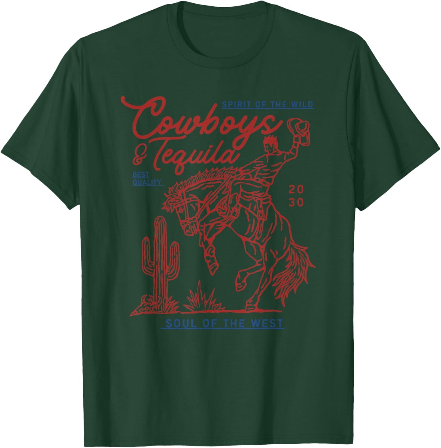 Texas Cowboys And Tequila Vintage Country Rodeo T-Shirt - T-Shirt | Forest