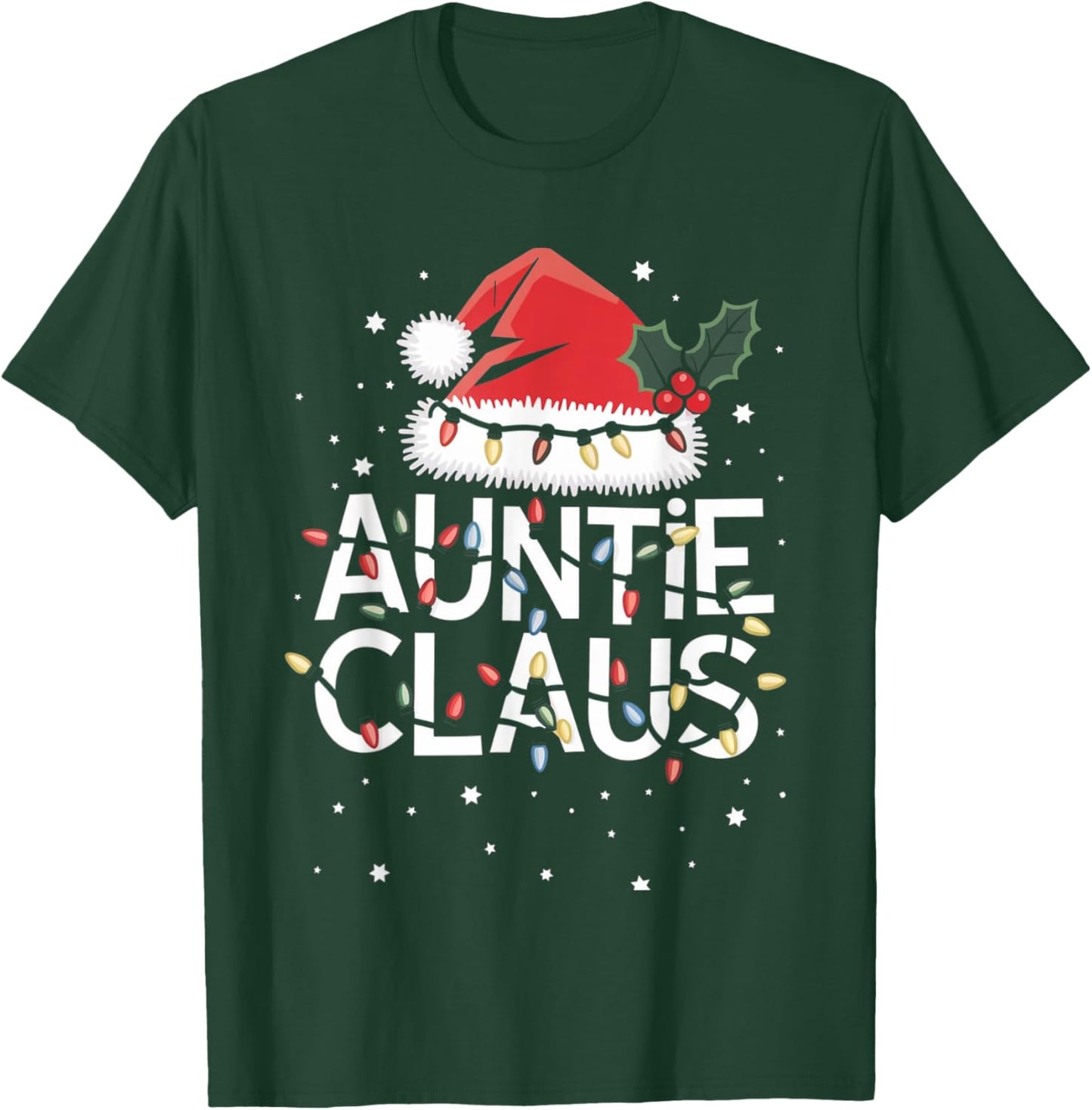 Auntie Claus Christmas Lights Pajama Family Matching Gifts T-Shirt - T-Shirt | Forest