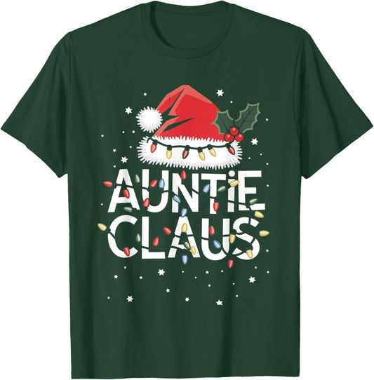 Auntie Claus Christmas Lights Pajama Family Matching Gifts T-Shirt - T-Shirt | Forest
