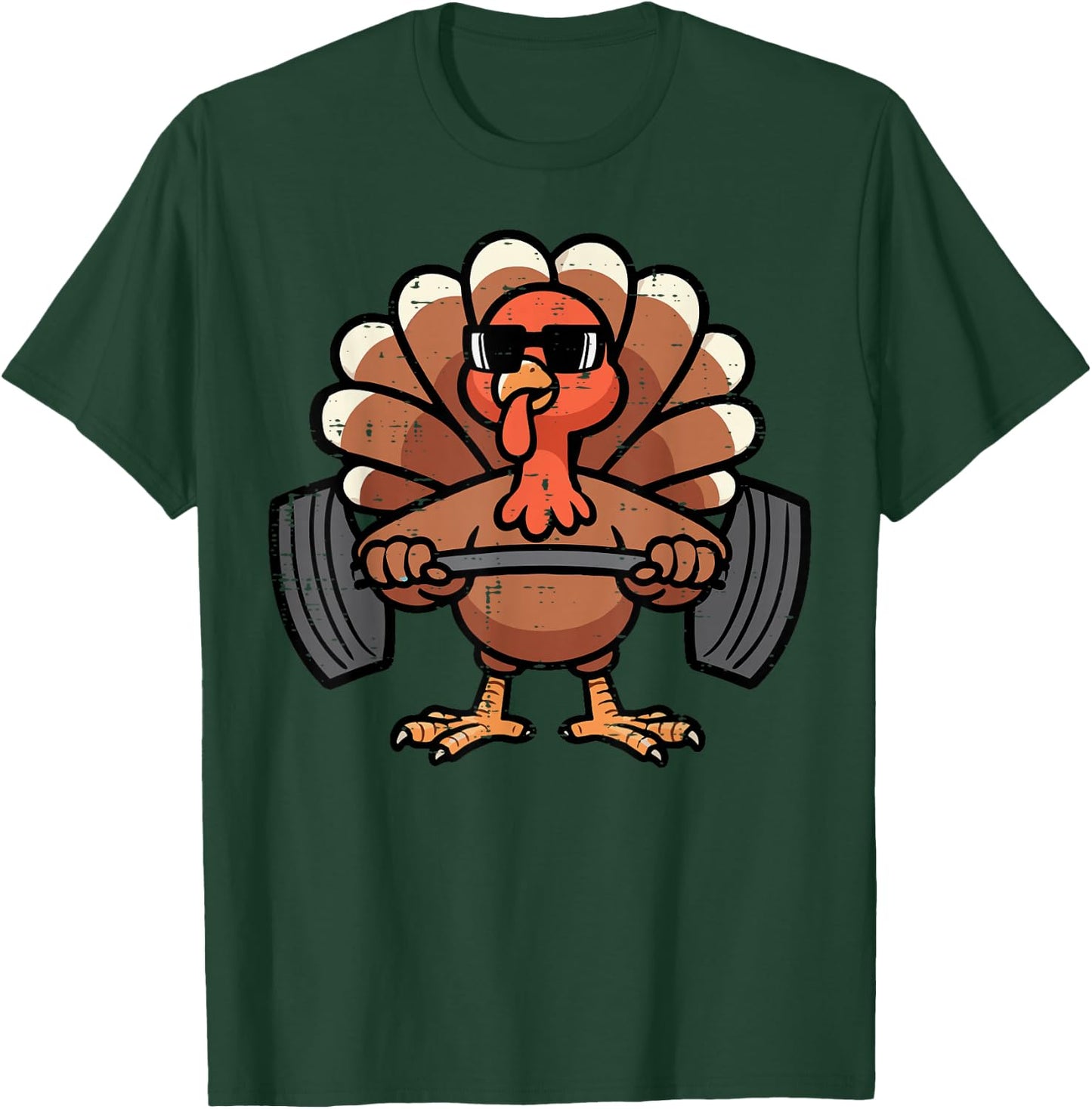 Thanksgiving Workout Turkey Barbell Lift Gym Men Women Kids T-Shirt - T-Shirt | Forest