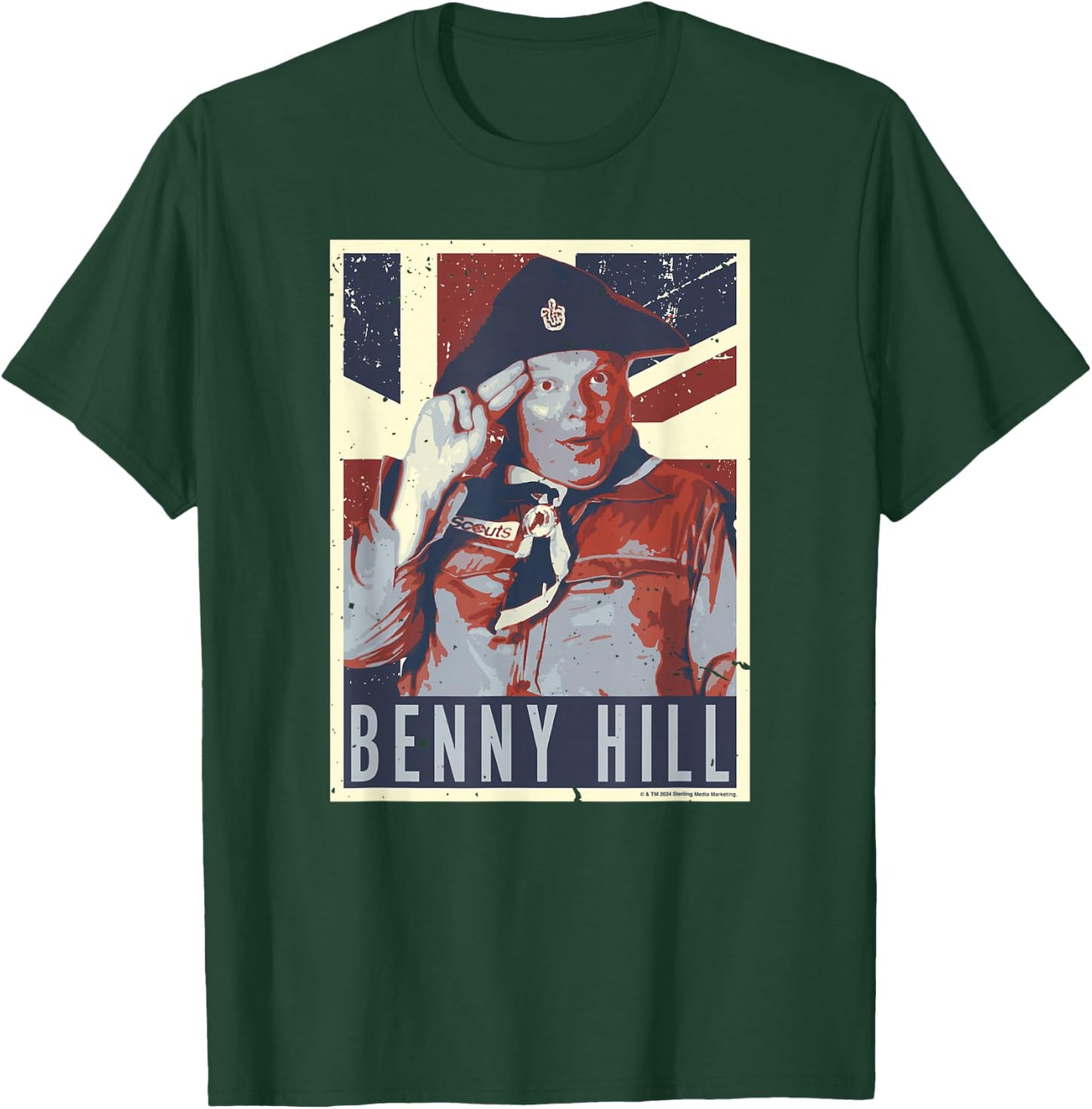 Benny Hill Cub Scout Salute Union Jack Flag Art T-Shirt - T-Shirt | Forest