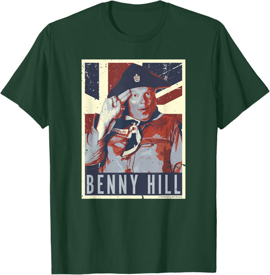 Benny Hill Cub Scout Salute Union Jack Flag Art T-Shirt - T-Shirt | Forest