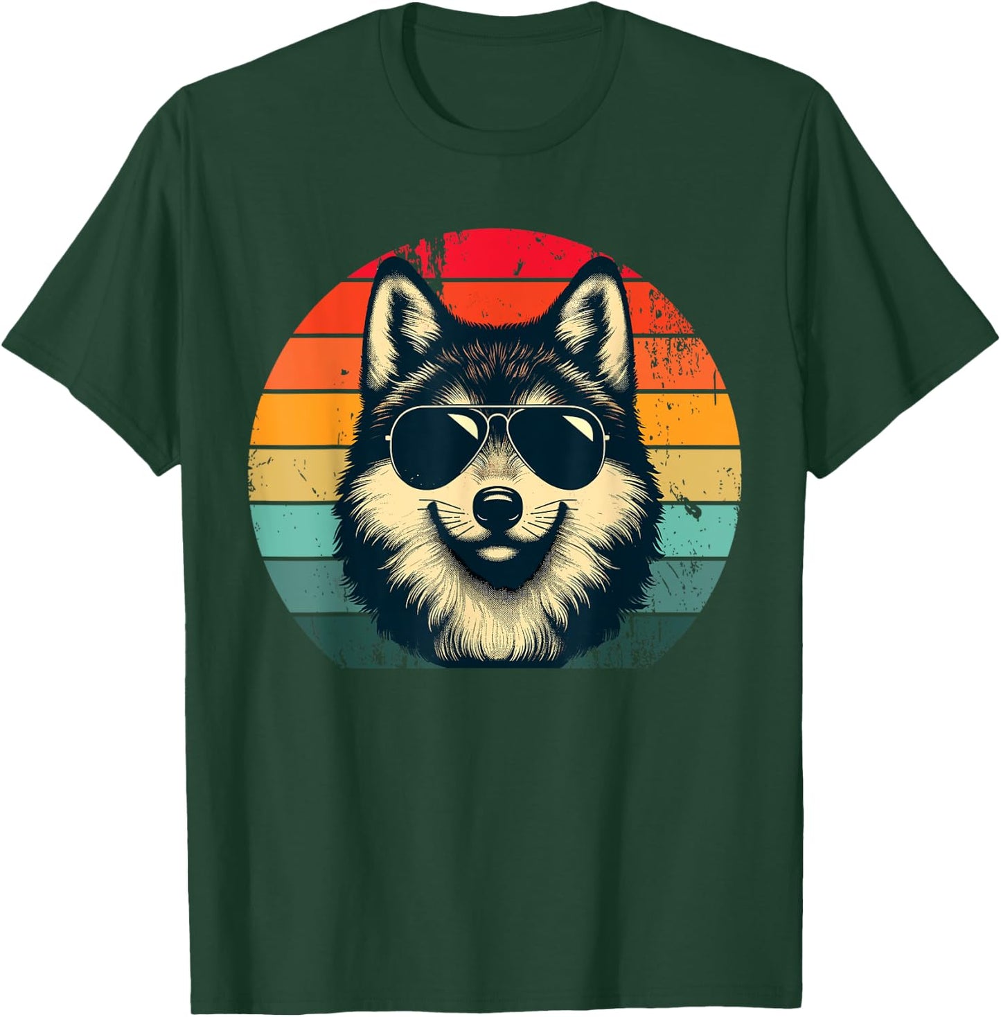 Cool Retro Wolf in Sunglasses 70s 80s 90s Novelty Funny Wolf T-Shirt - T-Shirt | Forest
