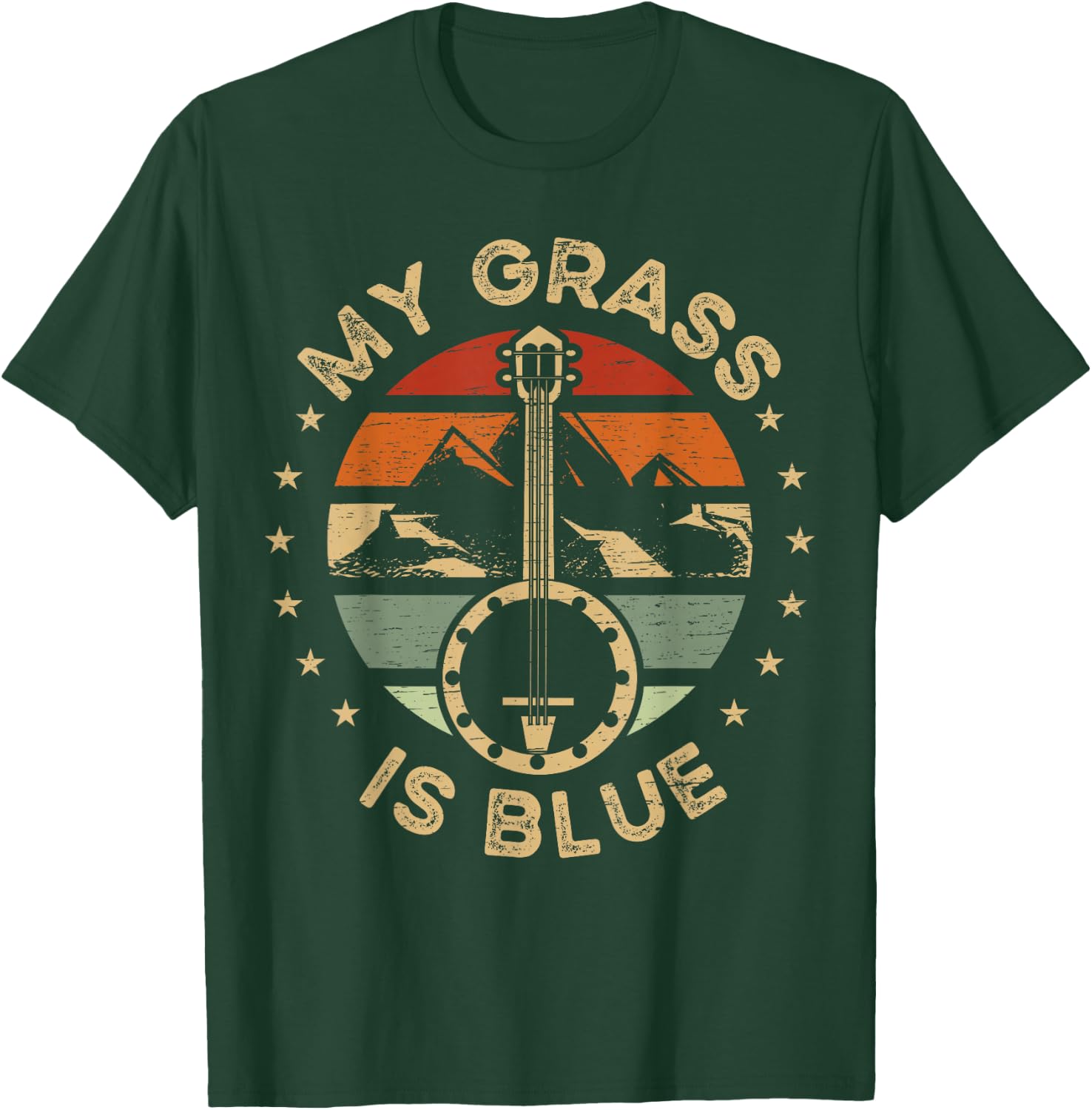 My Grass is Blue - Music Player Banjo T-Shirt - T-Shirt | Forest