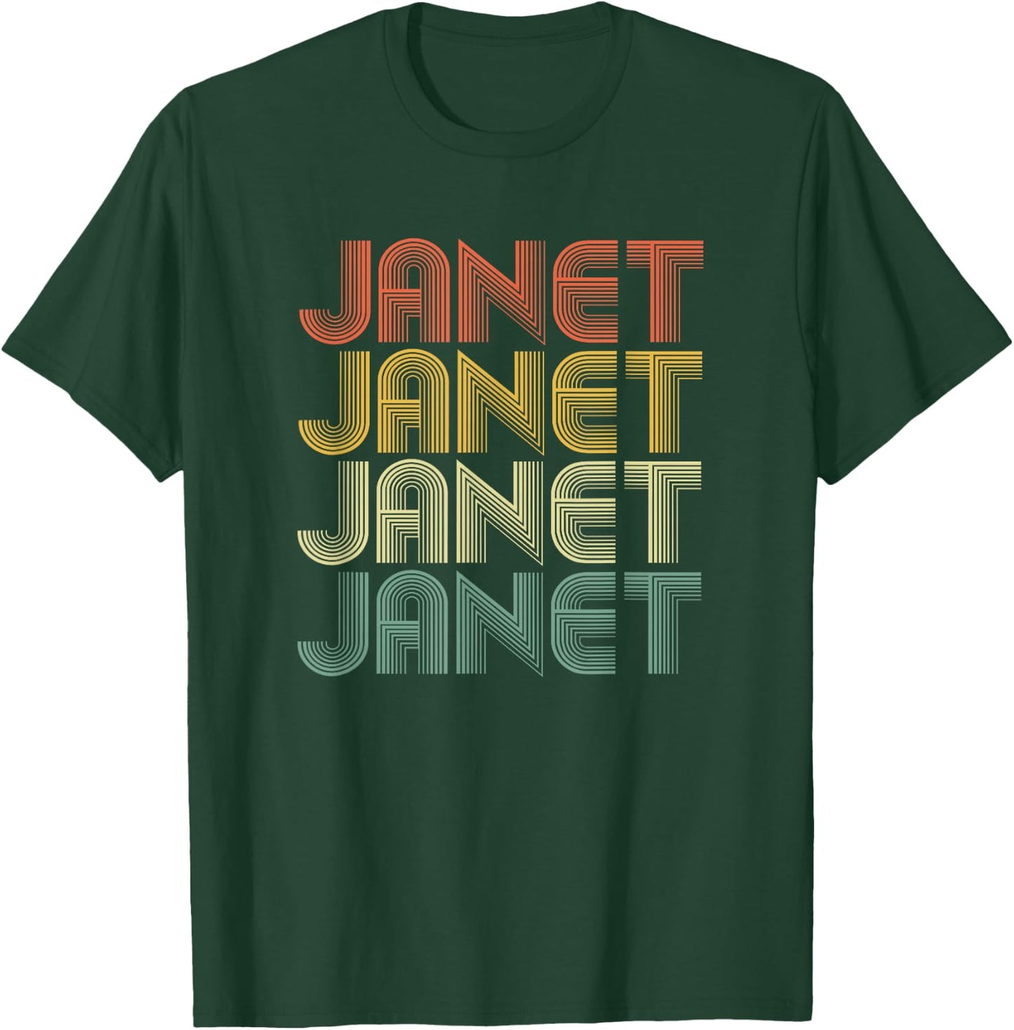 Janet Retro Personalized First Name 1970s Vintage Small T-Shirt - T-Shirt | Forest