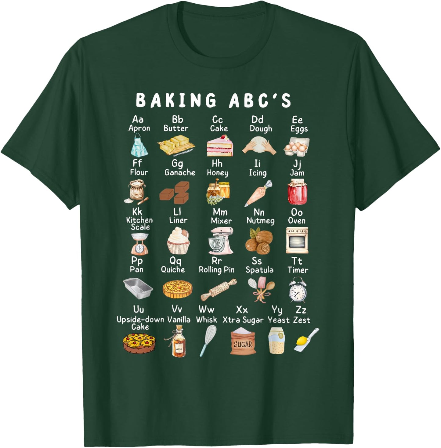 Baking Alphabet ABCs Funny Baker Chef Baking Lover T-Shirt - T-Shirt | Forest