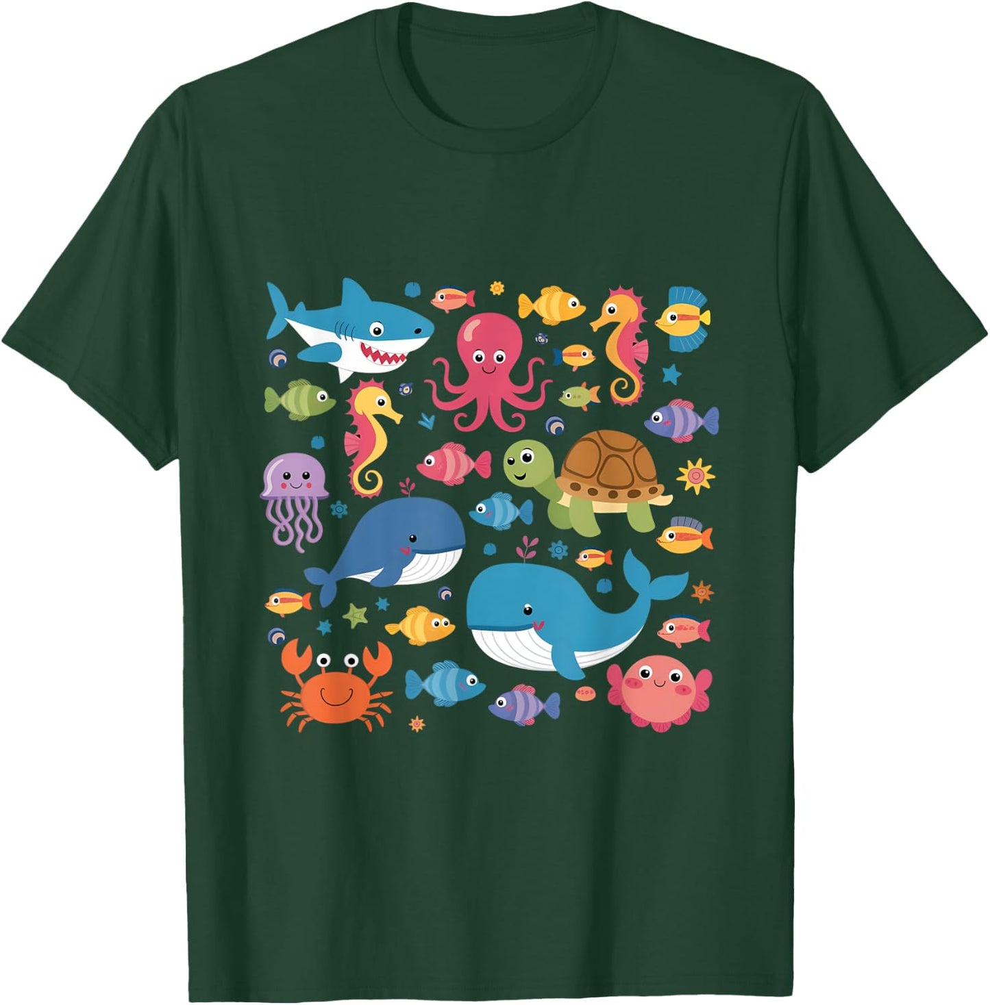Cute Sea Animals Kids Children Ocean Creatures Clownfish T-Shirt - T-Shirt | Forest
