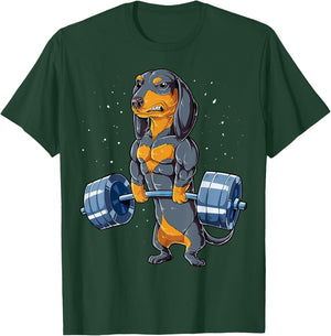 Dachshund Weightlifting Funny Deadlift Men Fitness Gym Gift T-Shirt - T-Shirt | Forest