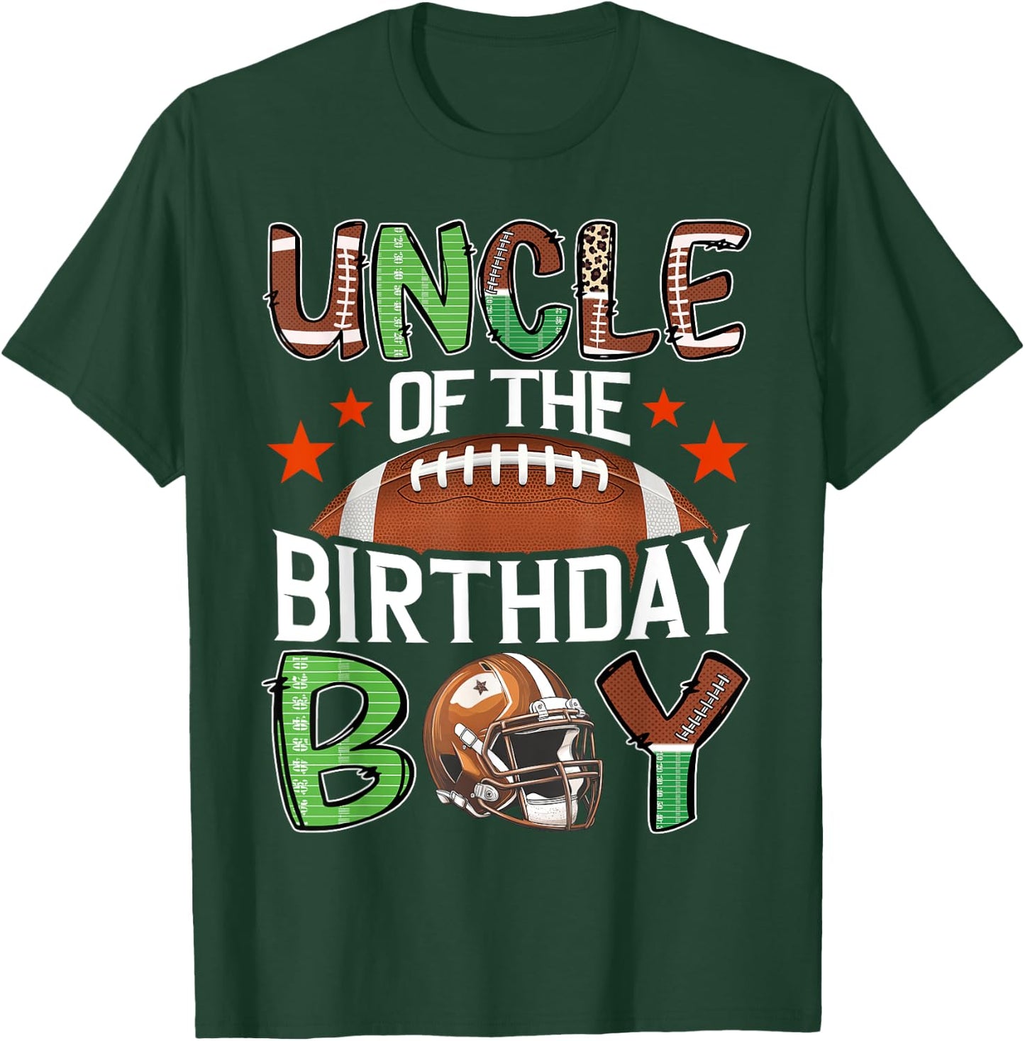 Uncle Of The Birthday Boy Game Day Football T-Shirt - T-Shirt | Forest