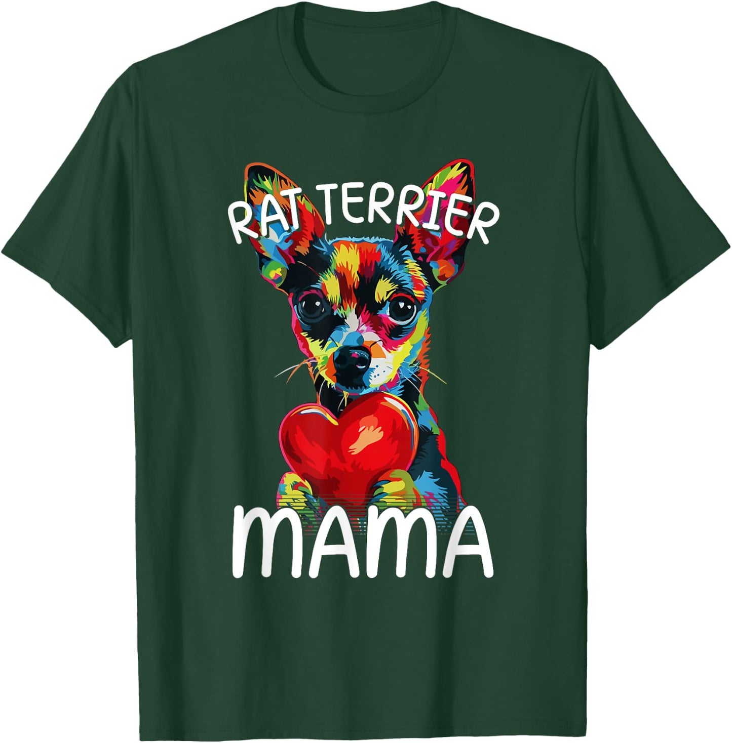 Rat Terrier Mom Mama Heart Pop Art Rat Terrier Lover T-Shirt - T-Shirt | Forest