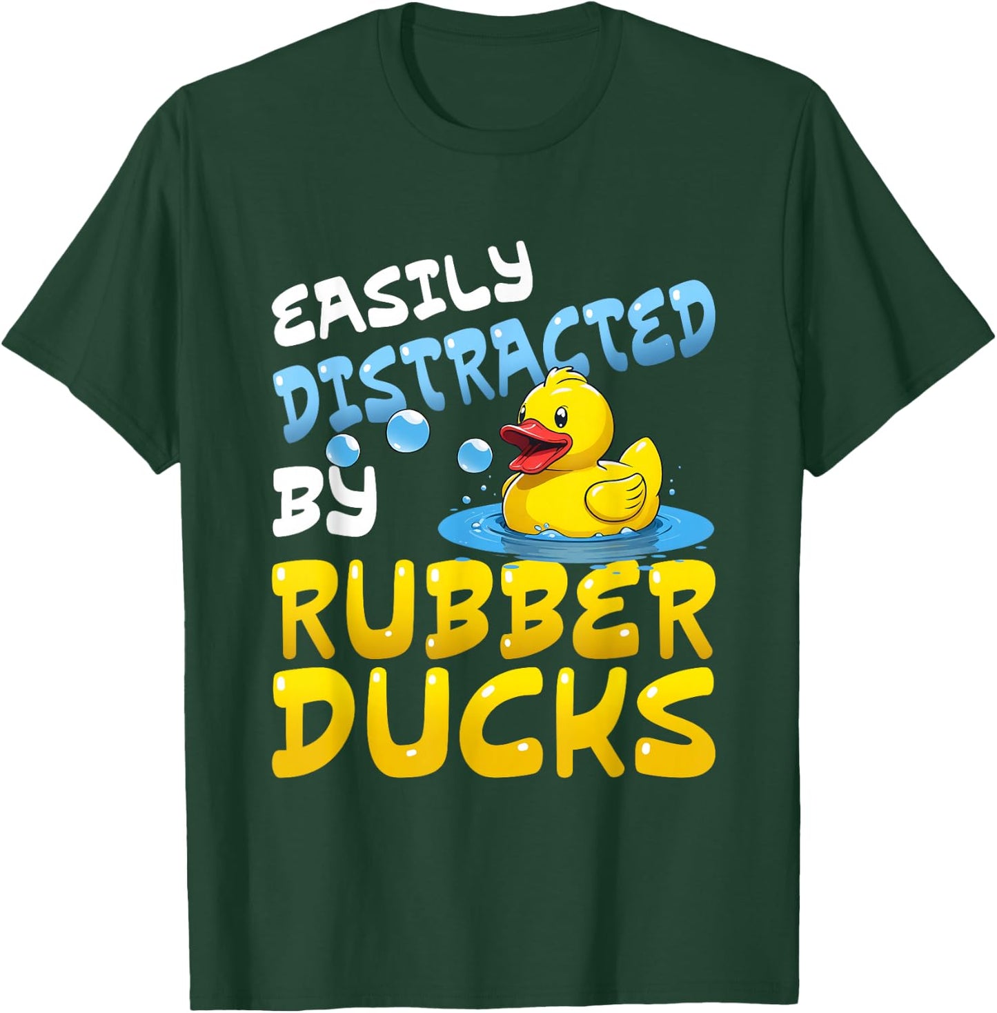 Quacktastic Duck Party Outfit Easily Distracted By Rubber Ducks -Adults Black Small Classic Fit Short Sleeve Cotton Blend T-Shirt - T-Shirt | Forest