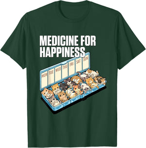 Medicine for Happiness Cute Cat Lovers Design Women Kids T-Shirt - T-Shirt | Forest