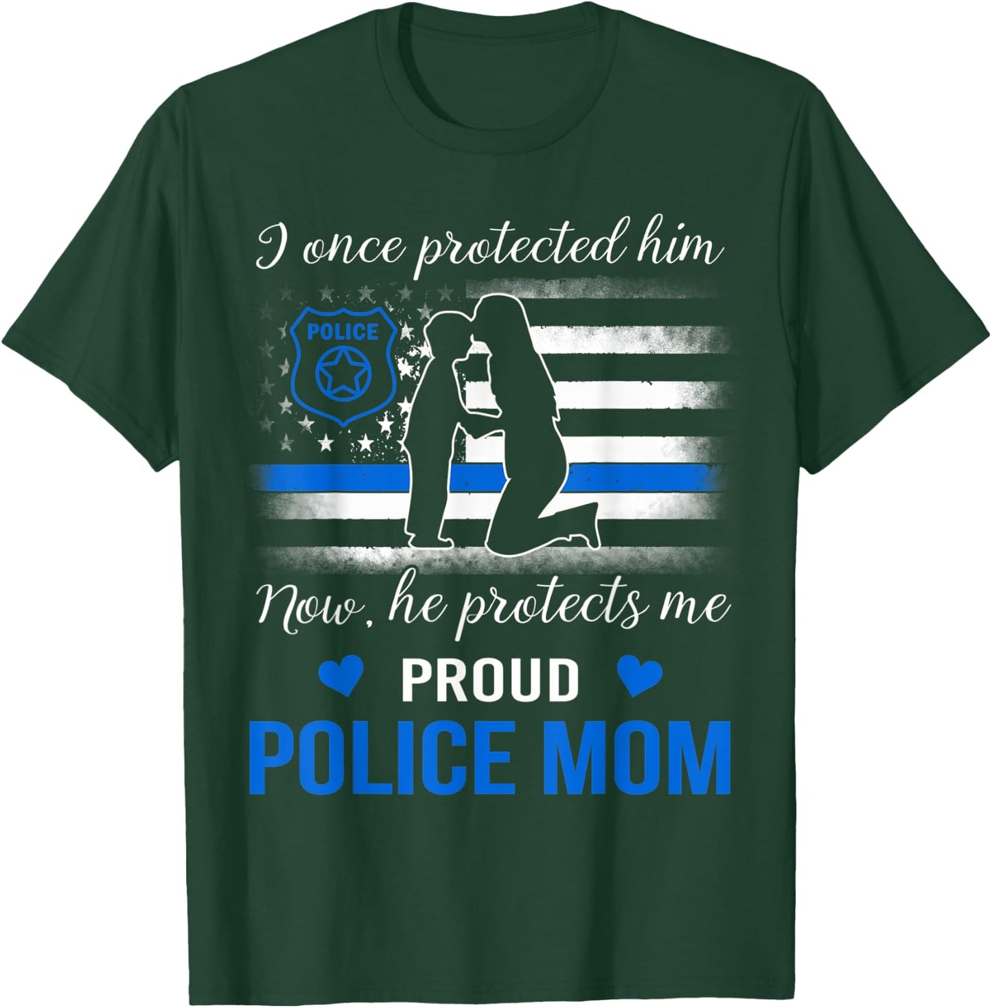 Thin Blue Line American Flag Proud Police Mom Men T-Shirt - T-Shirt | Forest