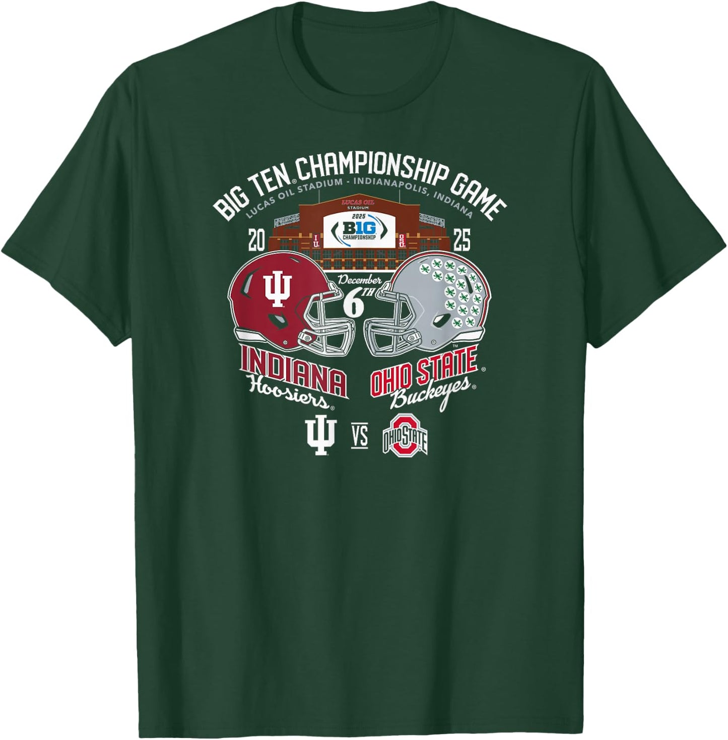 Indiana vs Ohio State Big Ten Championship 2025 Football T-Shirt - T-Shirt | Forest