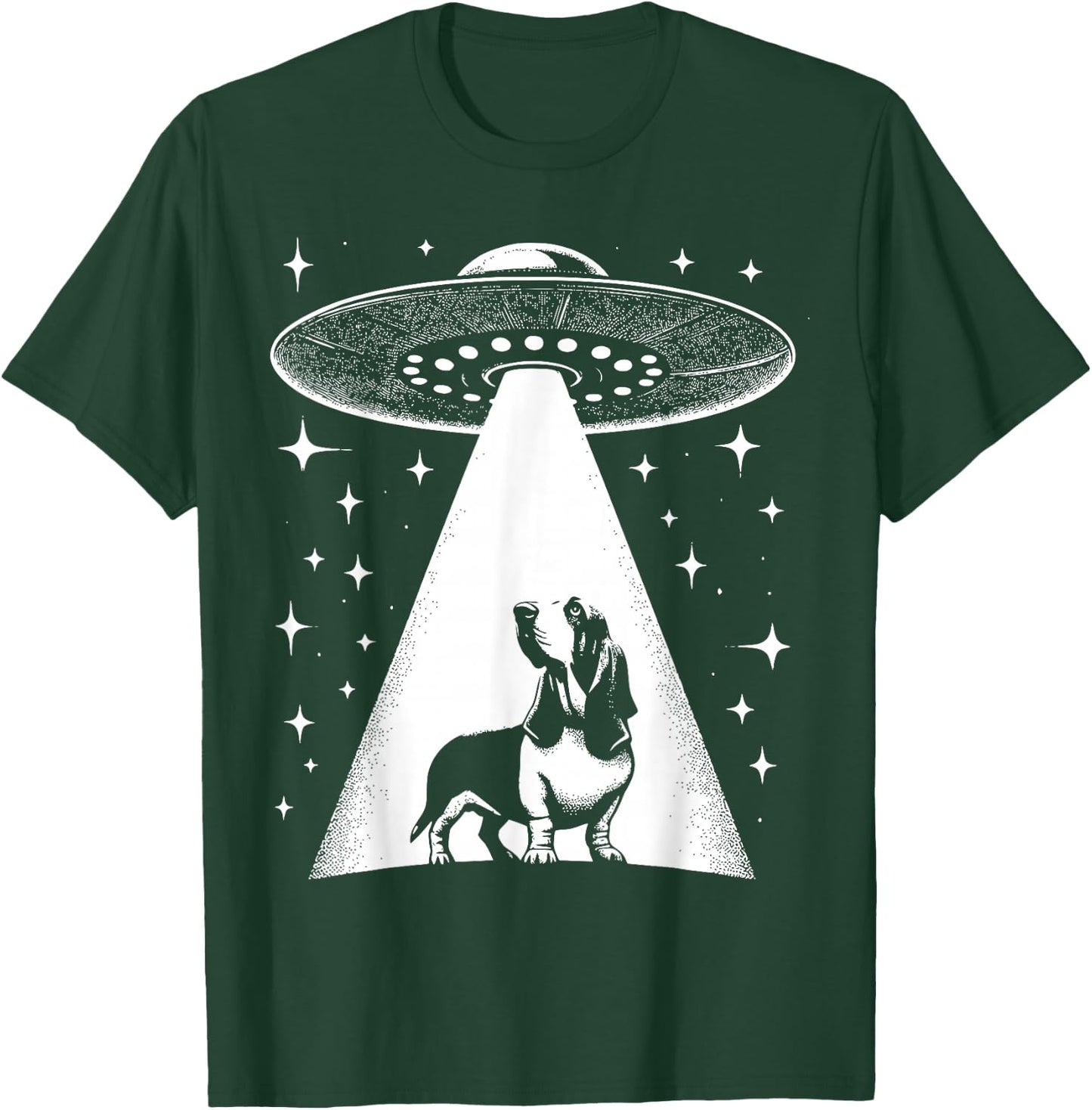 Basset Hound Mom Dad Dog - Funny Alien UFO T-Shirt - T-Shirt | Forest