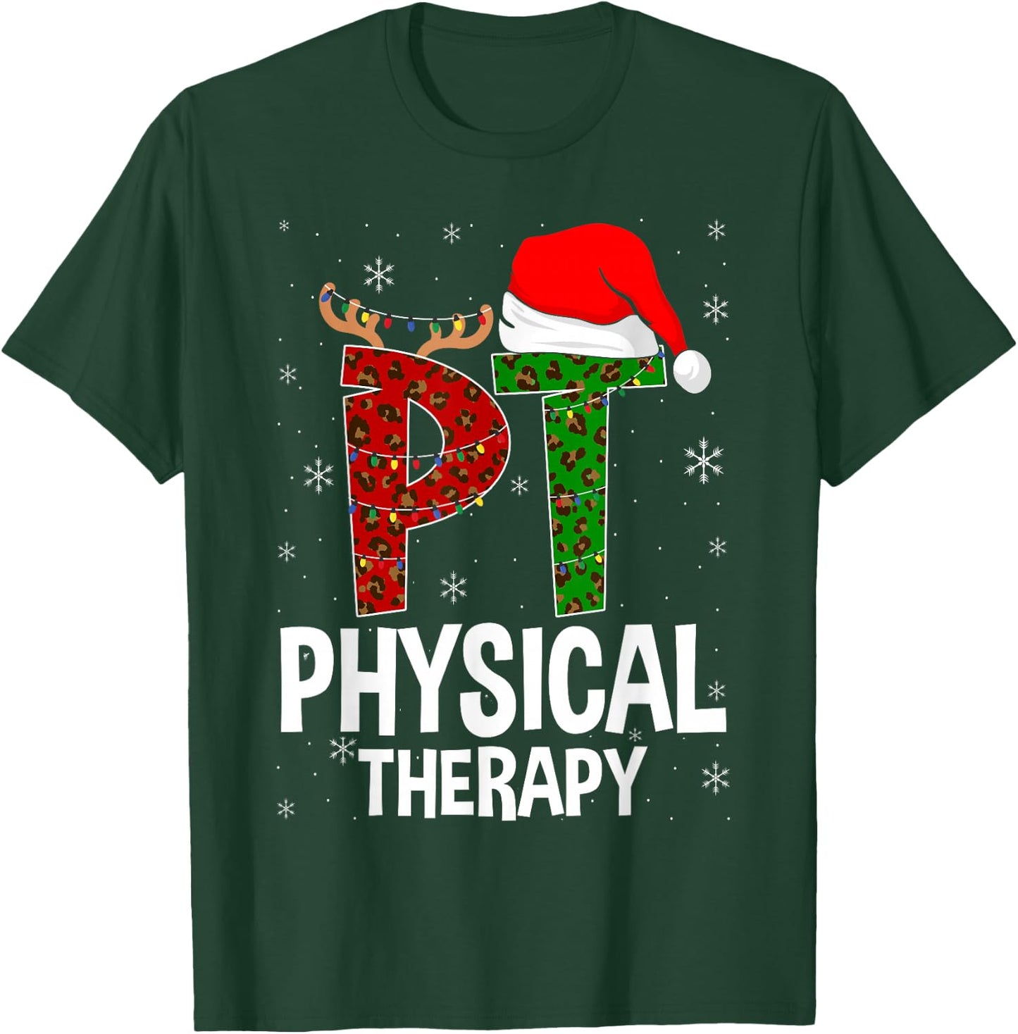 Physical Therapy Christmas Santa Hat Pt Therapist Xmas T-Shirt - T-Shirt | Forest
