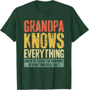 Grandpa Knows Everything Shirt Men Funny Grandpa Fathers Day T-Shirt - T-Shirt | Forest