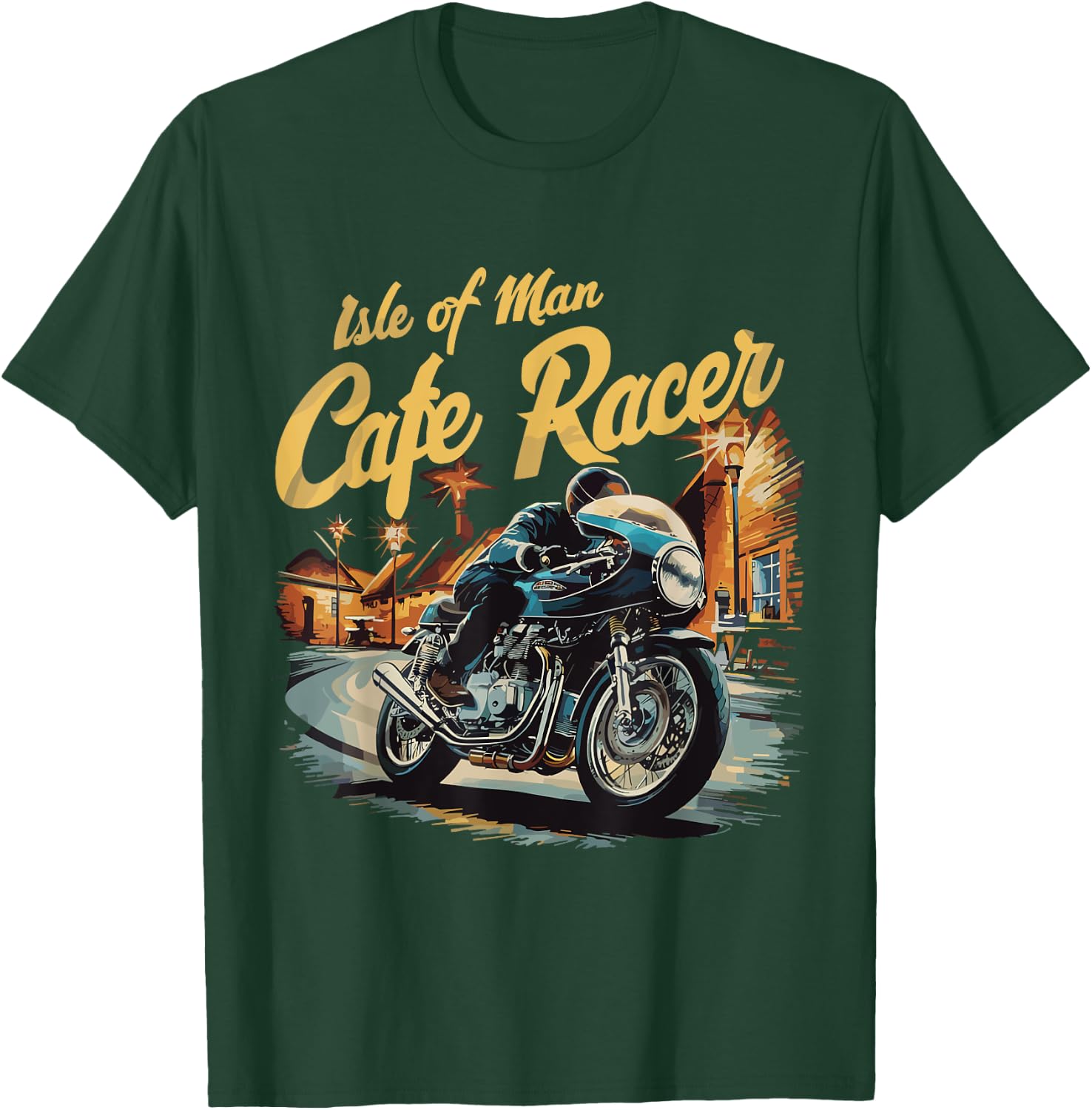 Isle of Man Motorcycle Cafe Racer Retro Vintage TT Races T-Shirt - T-Shirt | Forest