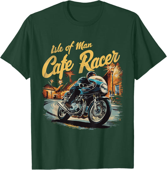 Isle of Man Motorcycle Cafe Racer Retro Vintage TT Races T-Shirt - T-Shirt | Forest