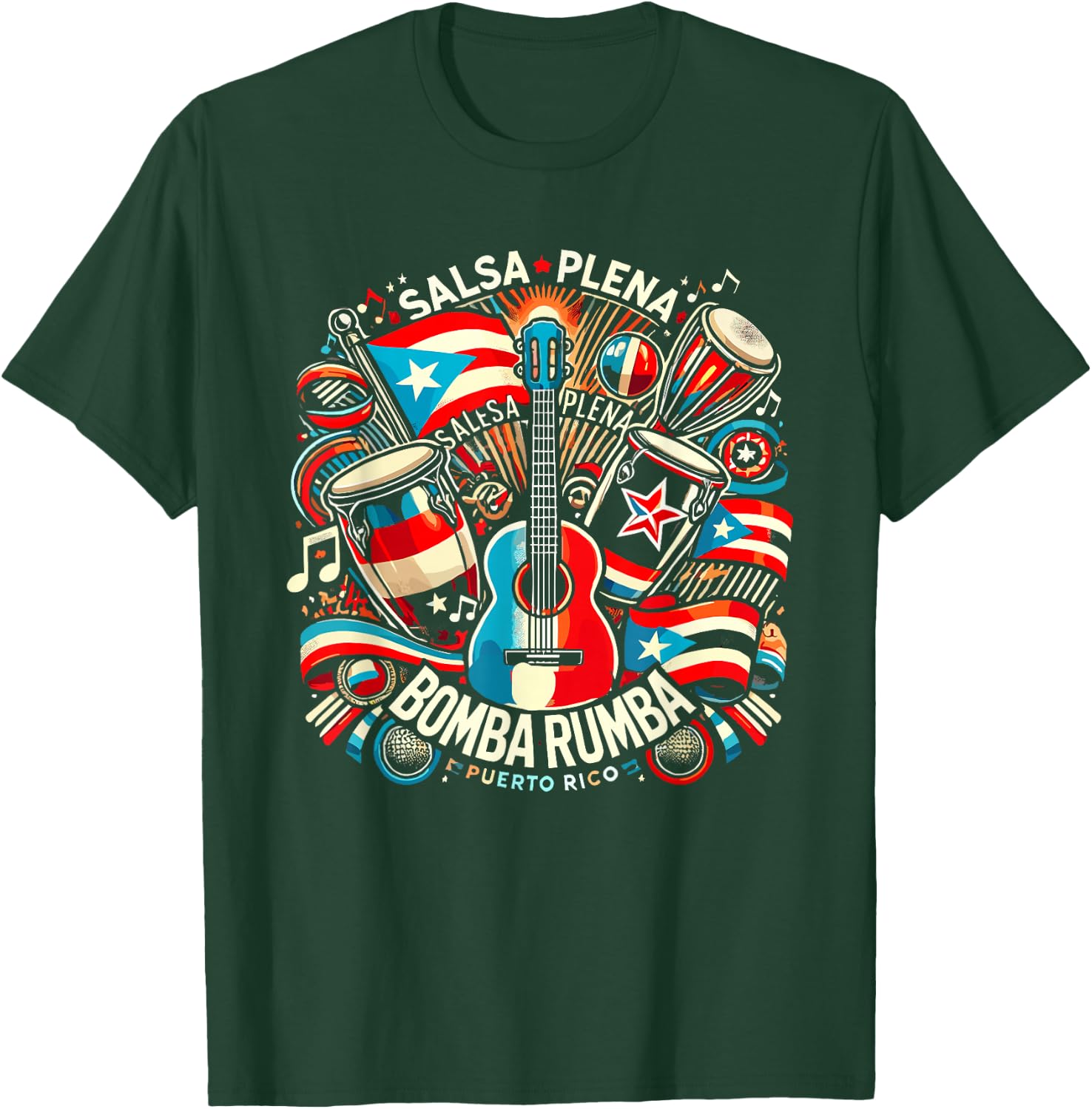 Salsa Plena Bomba Rumba Puerto Rica Dance T-Shirt - T-Shirt | Forest