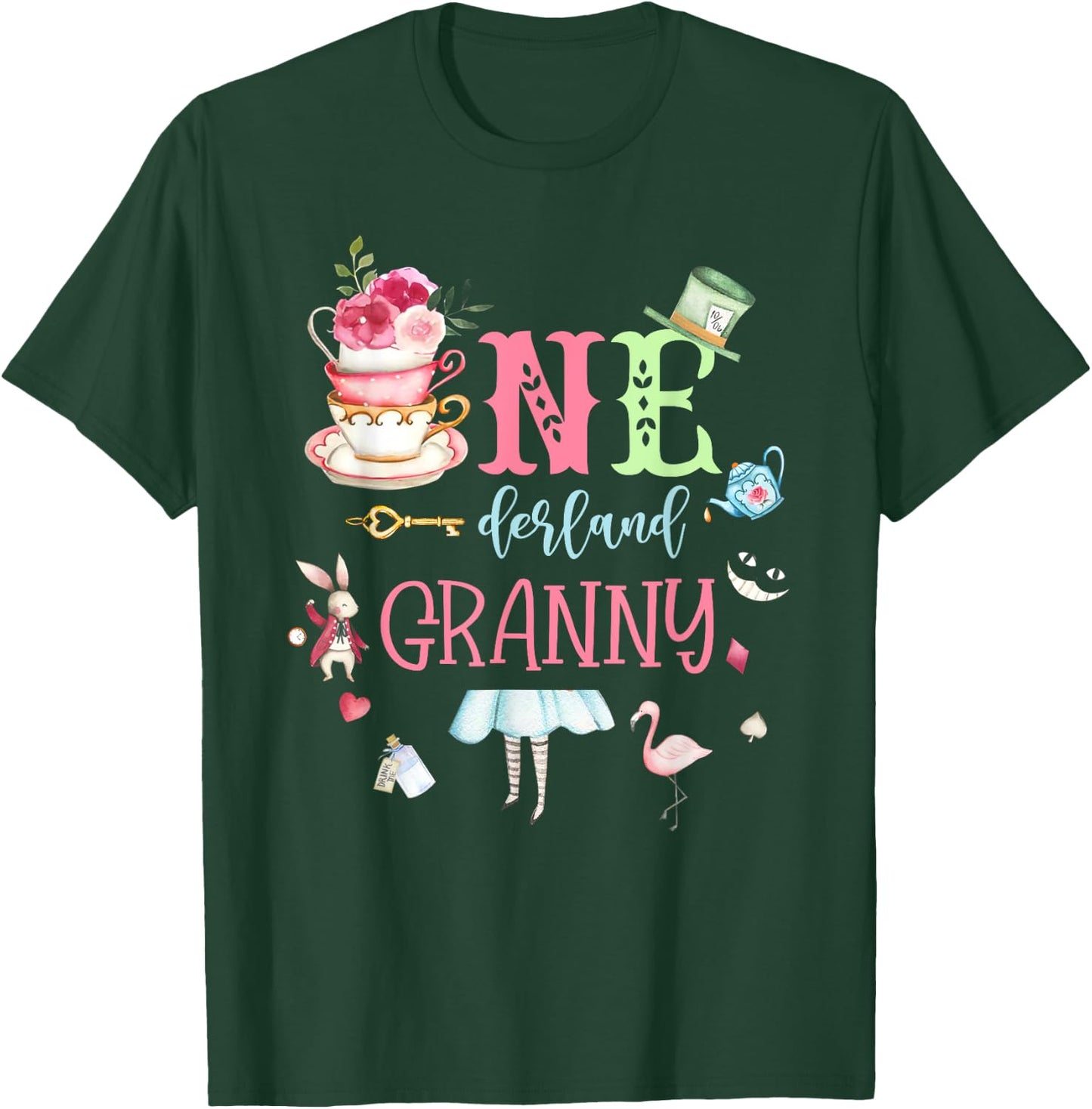 Onederland Granny - Nana Of The 1st Birthday Girl Tea Party T-Shirt - T-Shirt | Forest