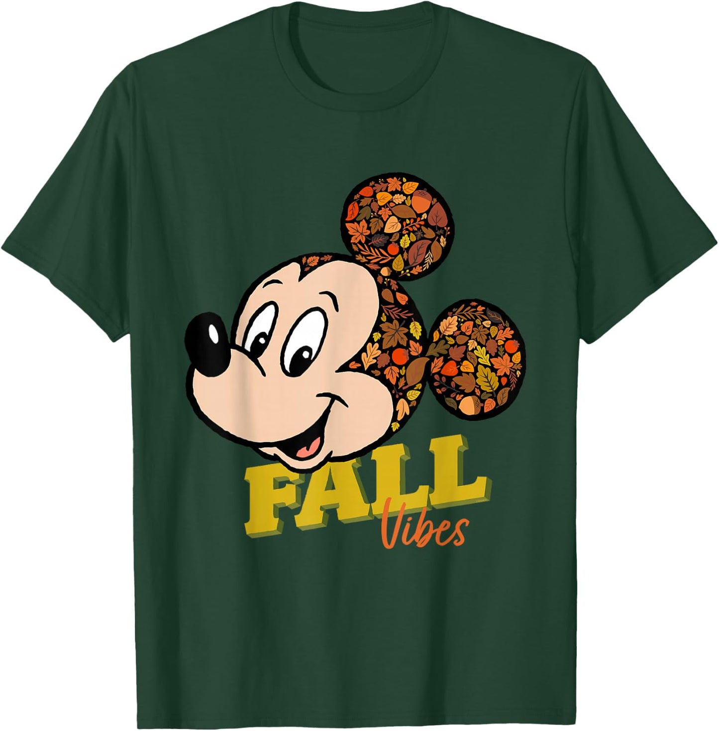 Disney Mickey Mouse Fall Vibes Autumn Leaves T-Shirt - T-Shirt | Forest