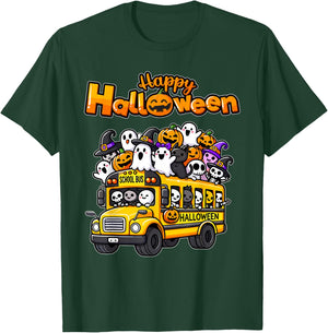 Teacher Halloween School Bus Driver Cute Ghost Witch Party T-Shirt - T-Shirt | Forest