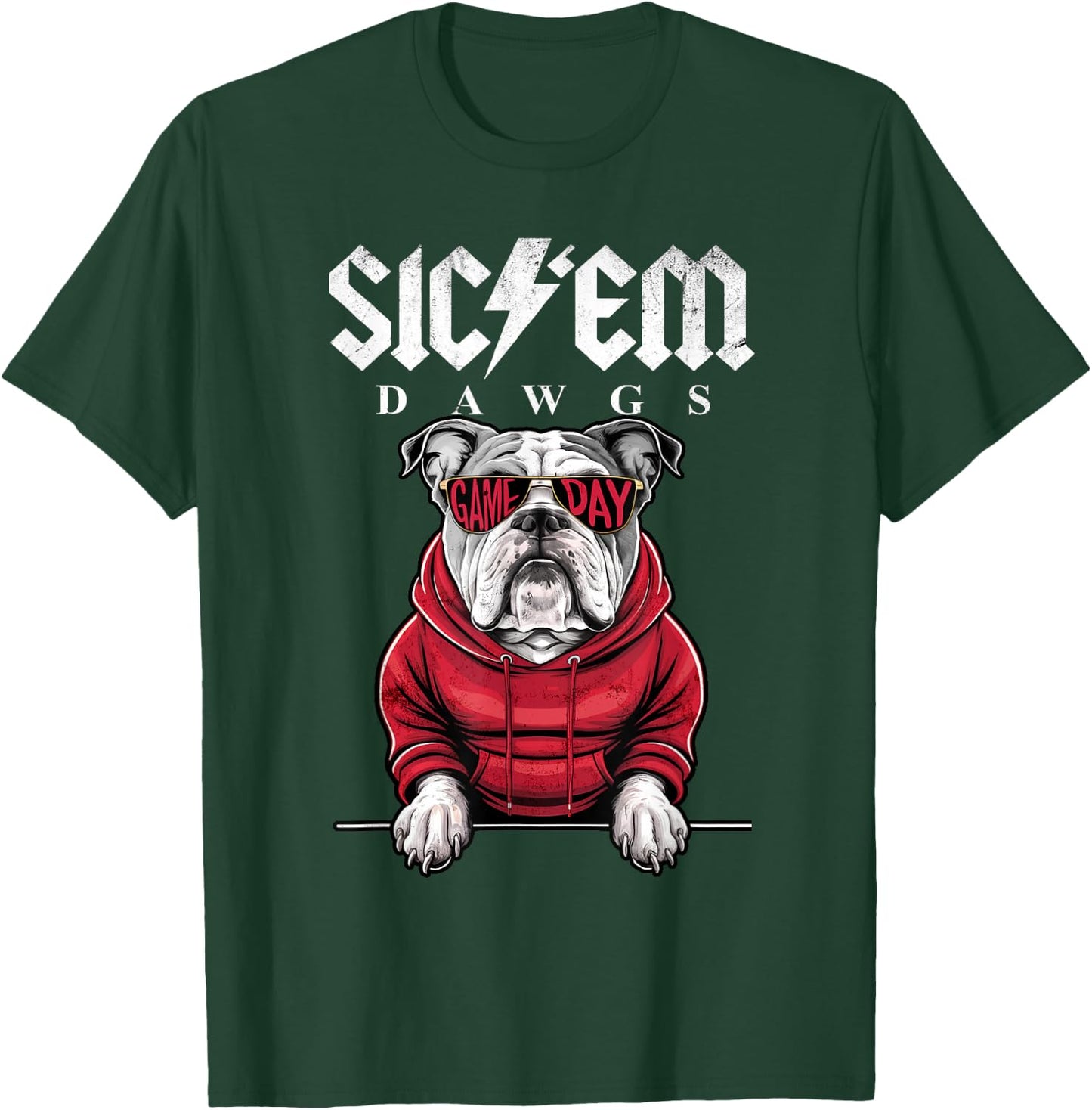 I Love Bulldog Proud Name Vintage Game Day Funny Dog Animal T-Shirt - T-Shirt | Forest