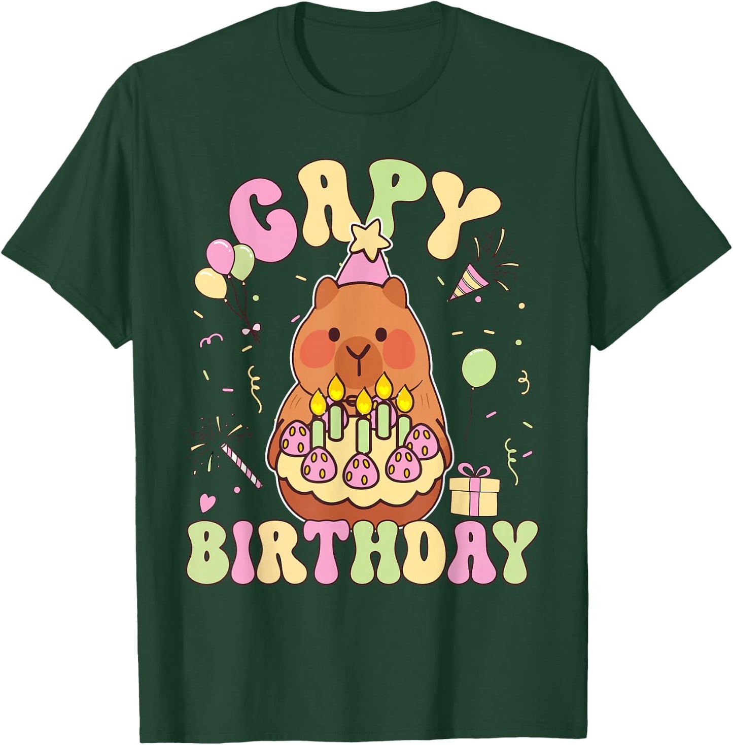 Capy Birthday Funny Capybara Animals Boys Girls Birthday T-Shirt - T-Shirt | Forest