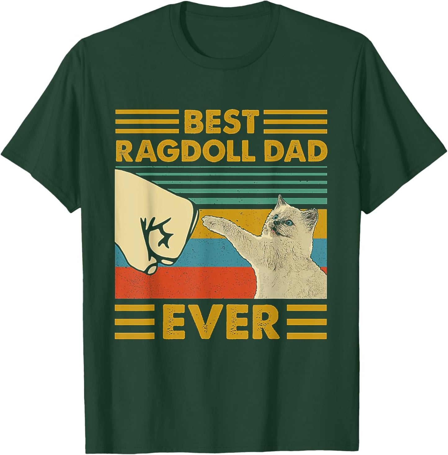 Best Ragdoll Dad Ever Retro Vintage Sunset T-Shirt - T-Shirt | Forest