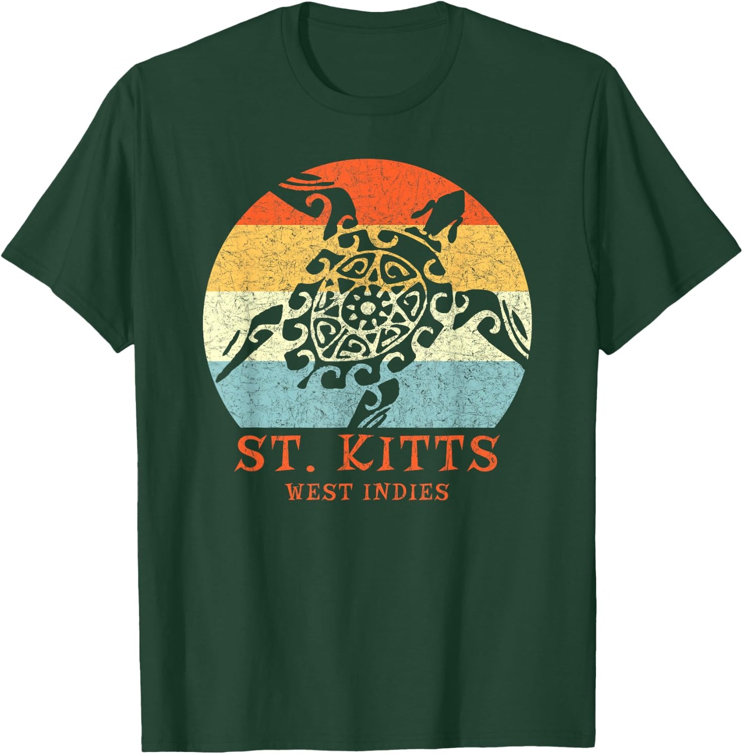 St. Kitts, West Indies Vintage Tribal Turtle Vacation T-Shirt - T-Shirt | Forest
