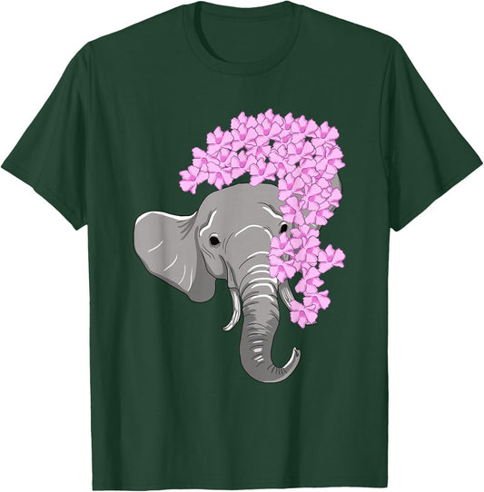 Elephant Hiding Behind Flowers Cute Animal Girls Gift T-Shirt - T-Shirt | Forest