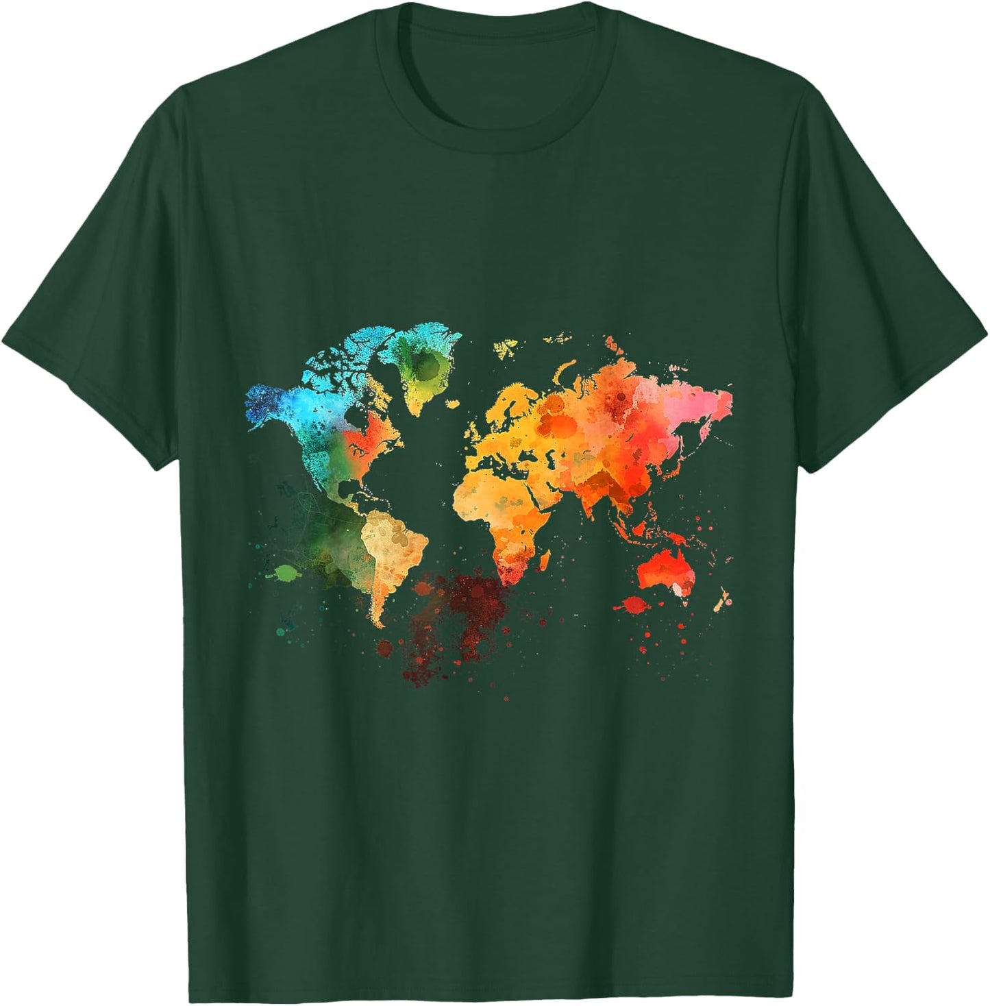 World Map Watercolor T-Shirt - T-Shirt | Forest
