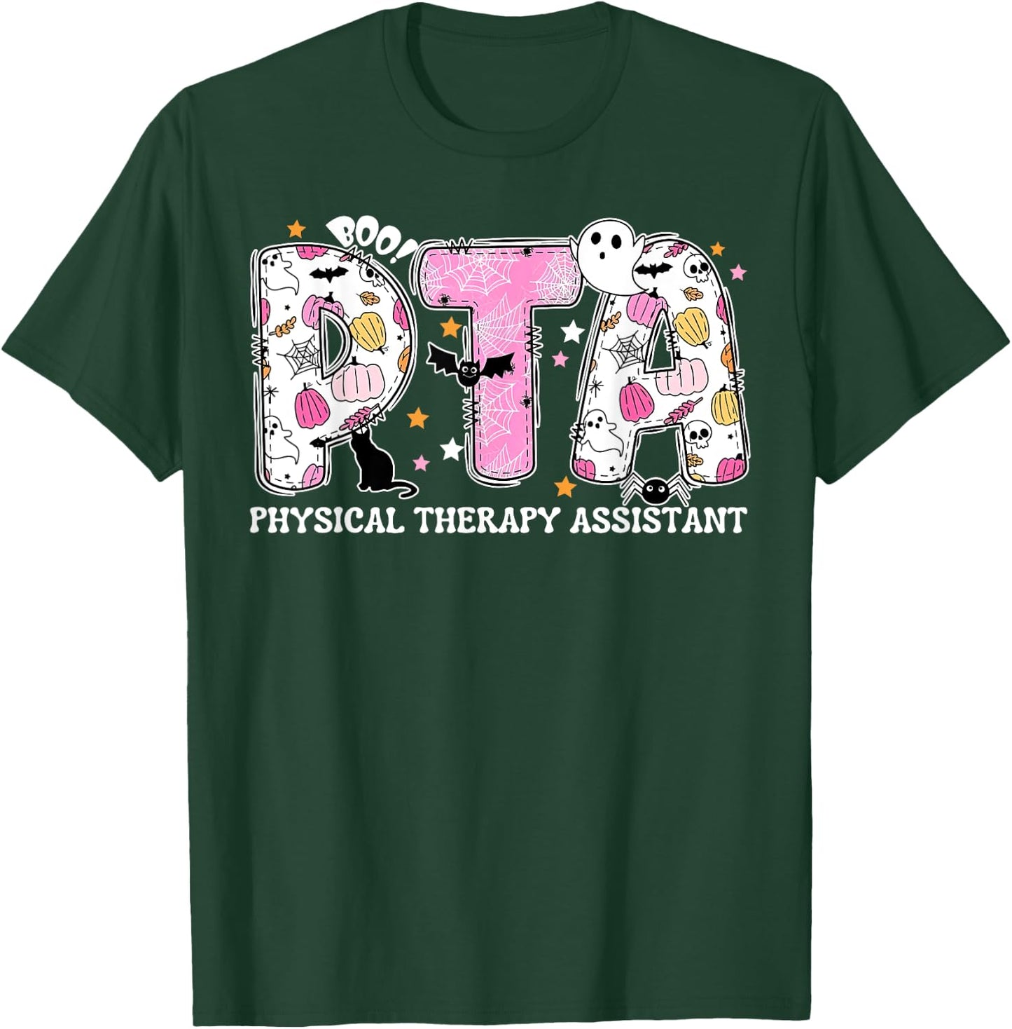 PTA Physical Therapy Assistant Fall Halloween Spooky Season T-Shirt - T-Shirt | Forest