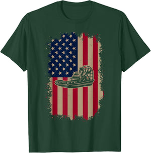 American US Flag Airboat T-Shirt - T-Shirt | Forest