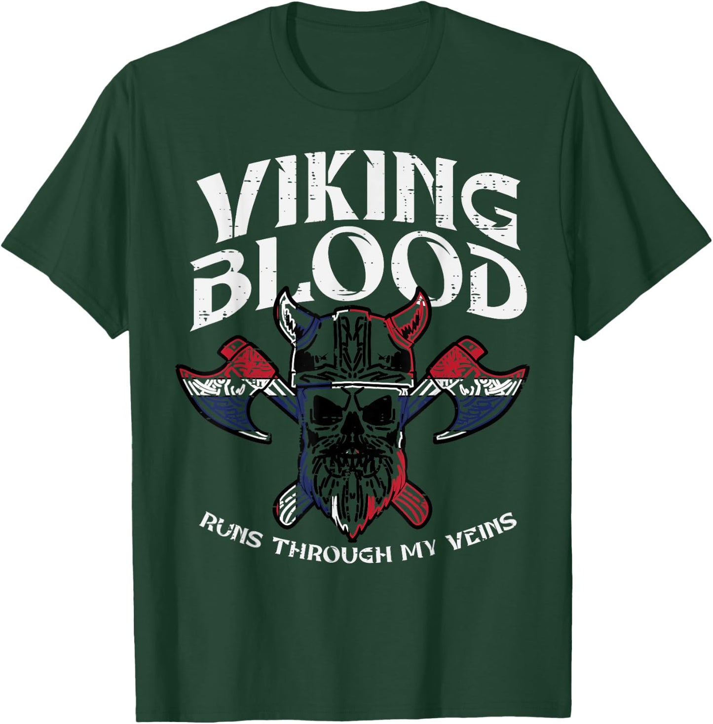 Viking Blood Runs Through My Veins Warrior Men Women Kids T-Shirt - T-Shirt | Forest