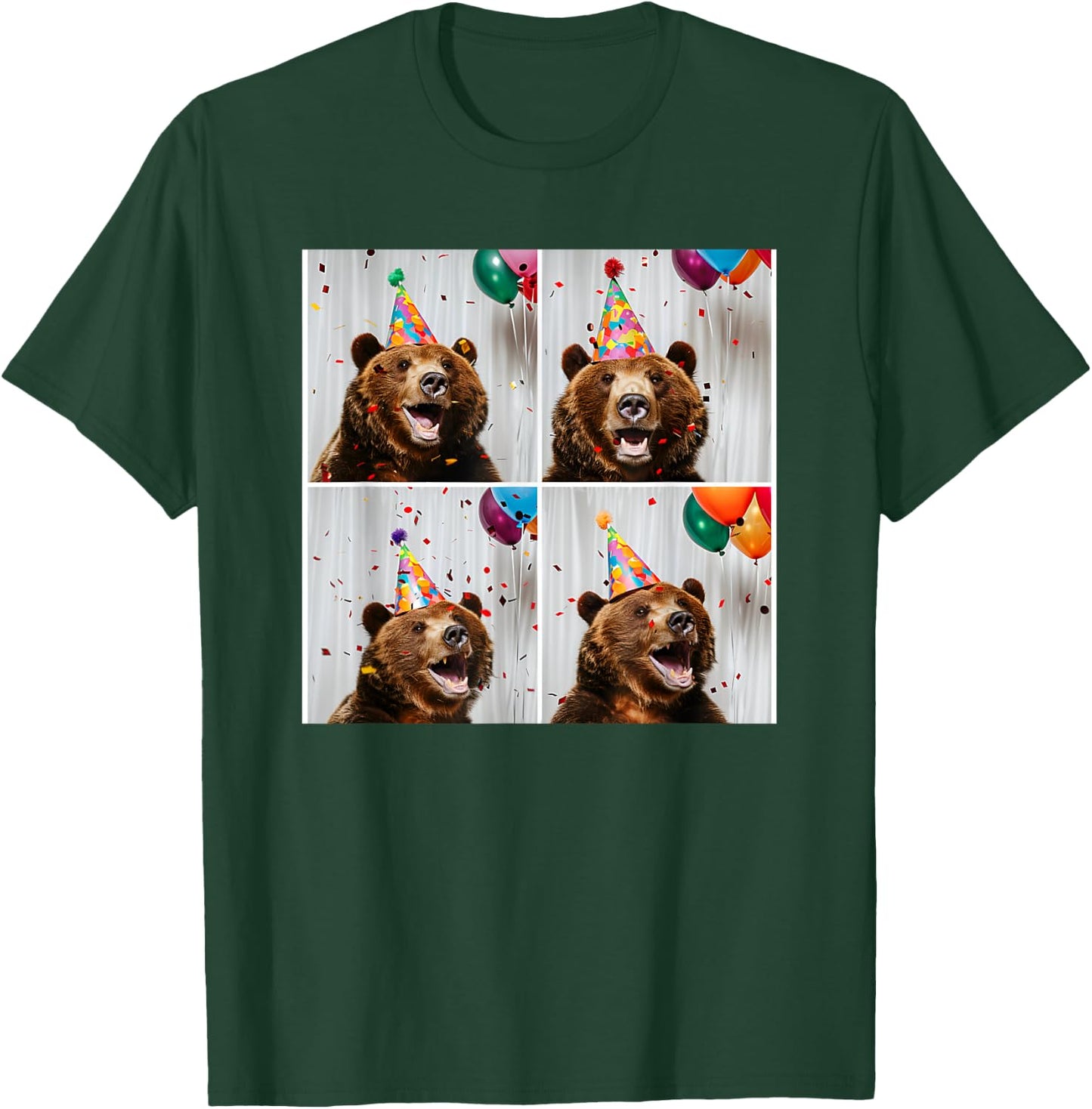 Grizzly Bear Lover Zoo Animal Theme Colorful Birthday Bear T-Shirt - T-Shirt | Forest
