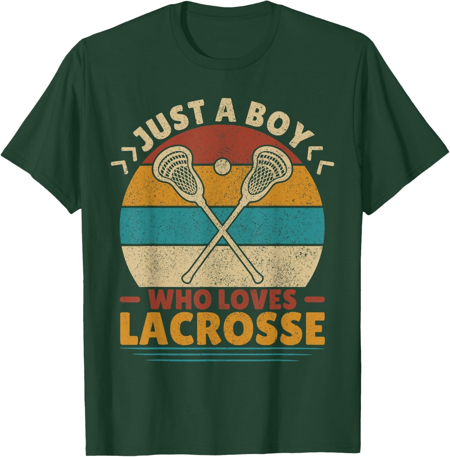 Just A Boy Who Loves Lacrosse Player Lax Lovers Boy Lacrosse T-Shirt - T-Shirt | Forest
