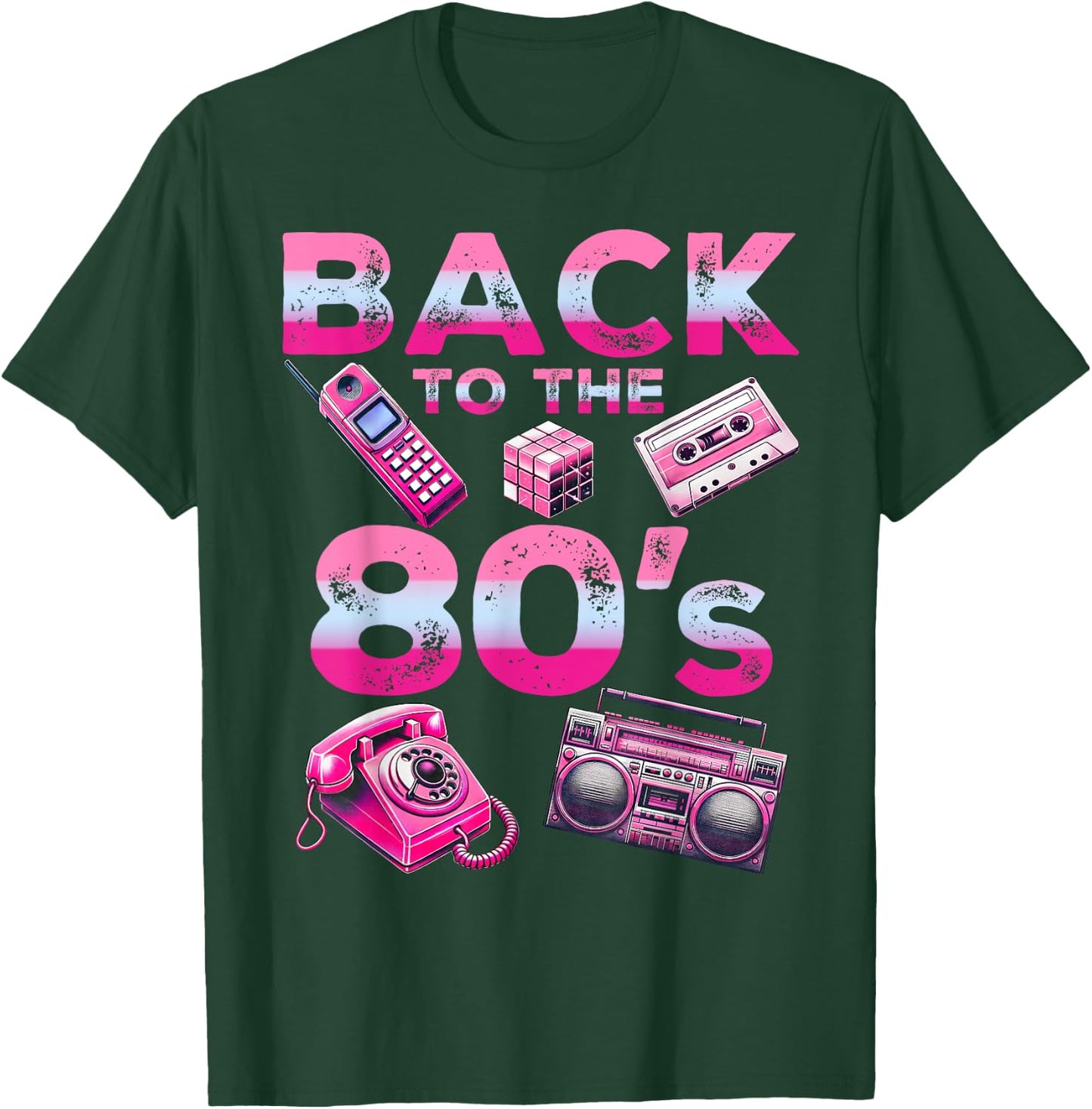 Back To 80's 1980s Vintage Style Eighties Retro Party T-Shirt - T-Shirt | Forest