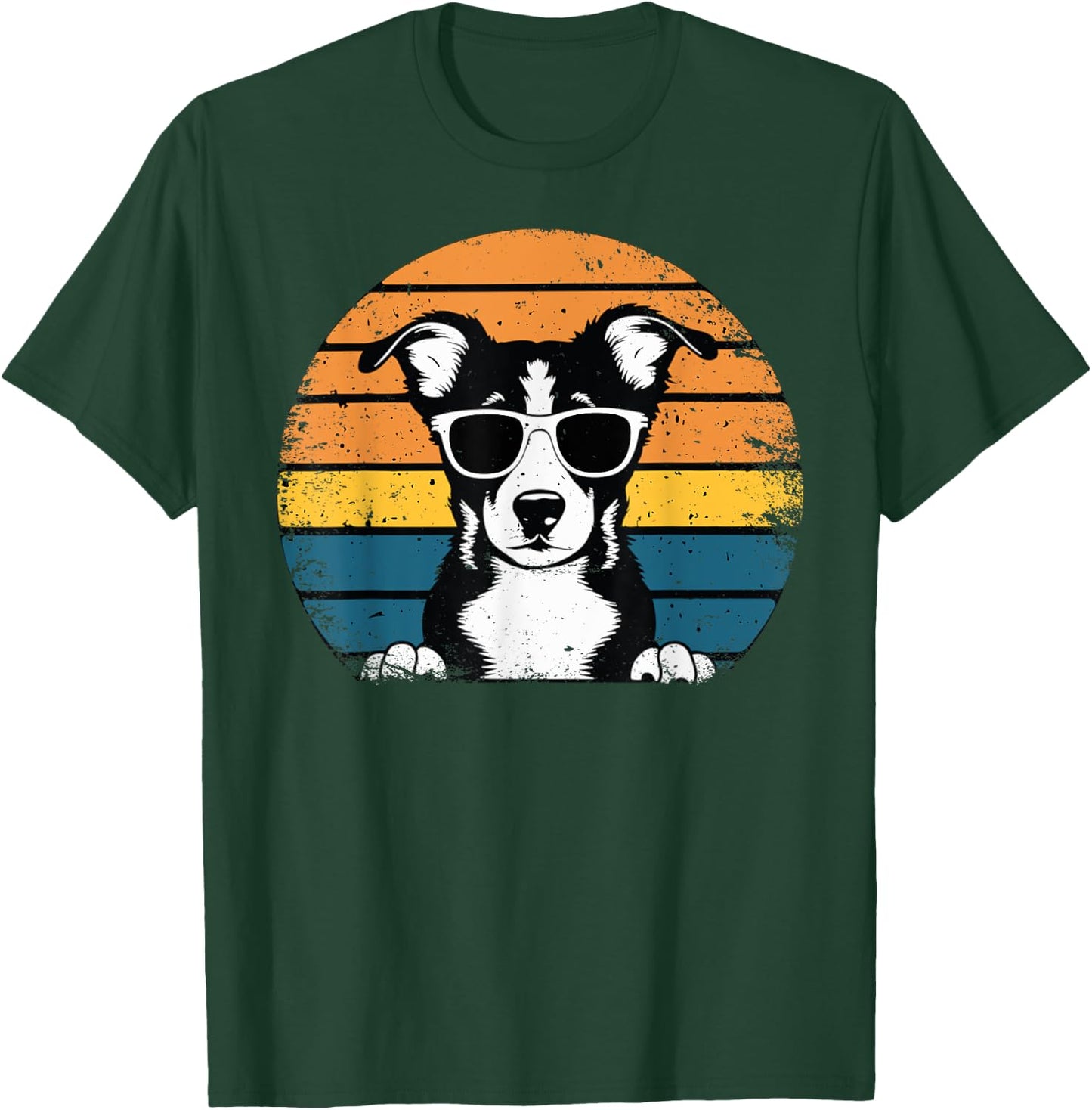 Funny Dog with Sunglasses Vintage T-Shirt - T-Shirt | Forest