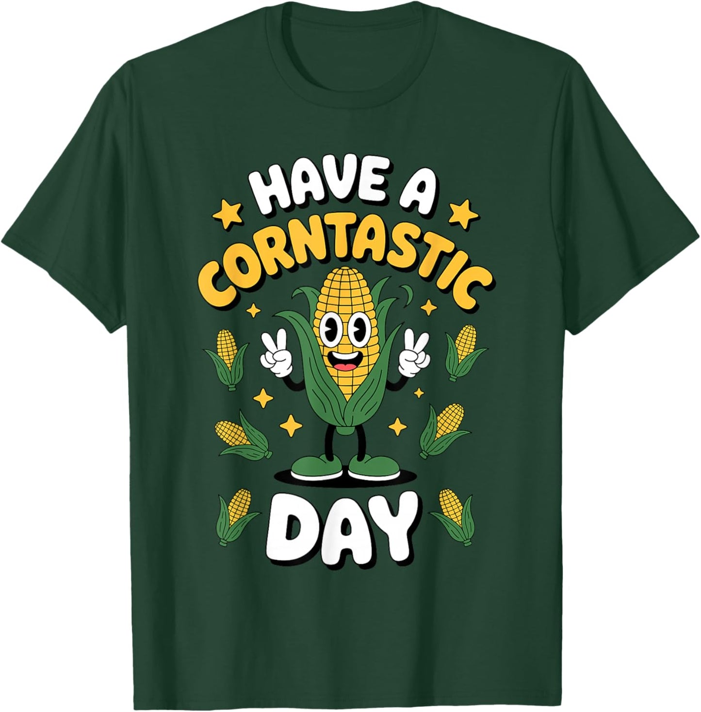 Funny Corn On The Cob Art Women Kids Farmer Corn T-Shirt - T-Shirt | Forest